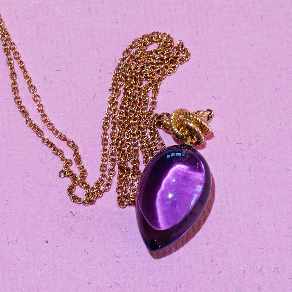 Für Segler... Anhänger mit Kette 750er Rosegold...zarte Knotenform mit großen Amethyst Drop