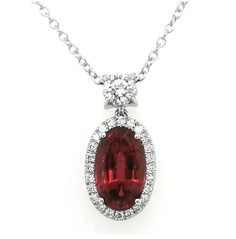 Rubelith Brillant Anhänger m. Kette 750er Weissgold aus Traditionsgoldschmiede...märchenhaft schön