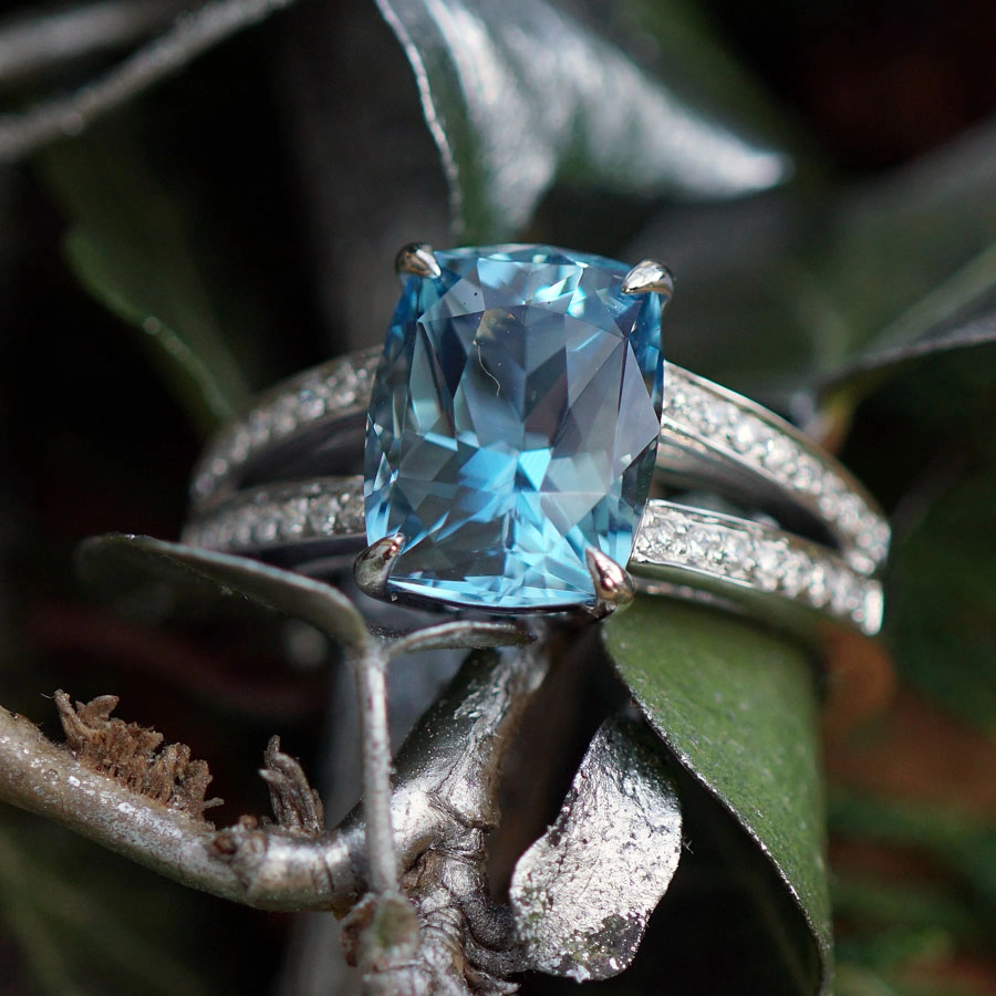 Santa Maria Aquamarin Brillant Ring, 750er-Weißgold-4.33 ct