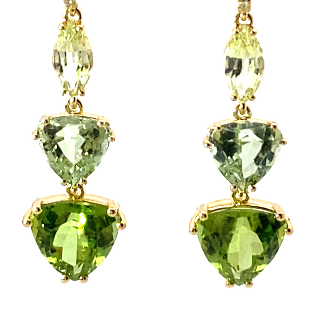 Chrysoberyll Turmalin Peridot Brillant Ohrhänger 750er Gelbgold 10 ct AAA+...unglaubliches fragiles Farbenspiel
