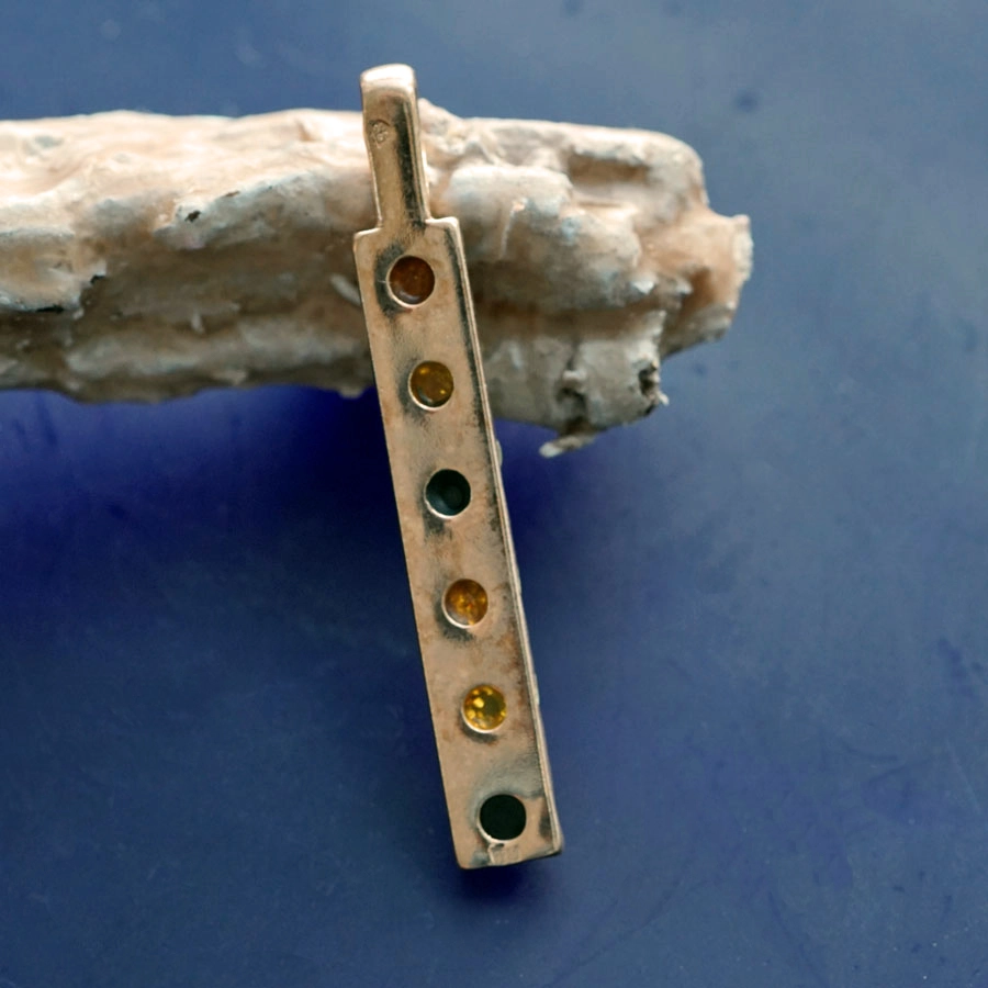 Anhänger Zauberstab 925er Silber silber oder rosevergoldet 49 x 7 mm Bernstein