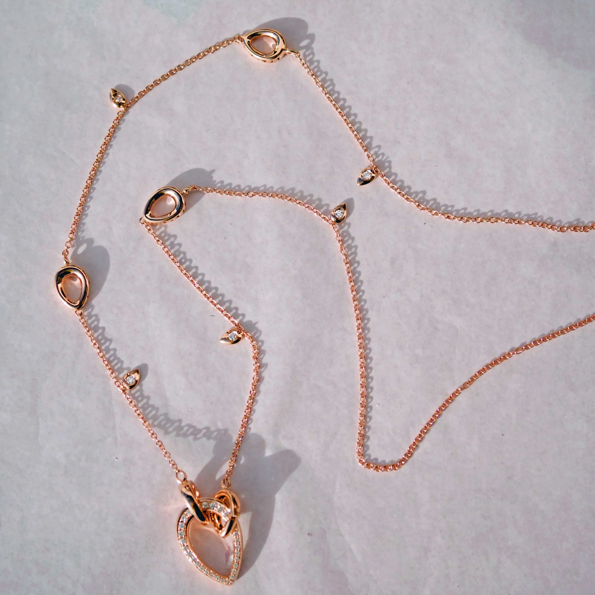 Brillant Collier 750er Rosegold 0.71 ct TW VS ...Bella Italia...hochwertige moderne Kette in 74 cm