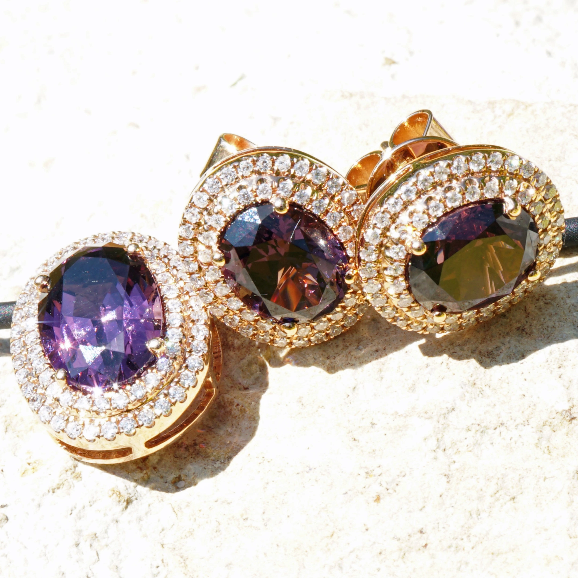 Spinell Brillant Anhänger 2.57 ct 0.19 ct violett Mine Tansania unbehandelt TOPQUALITÄT 750er Rosego