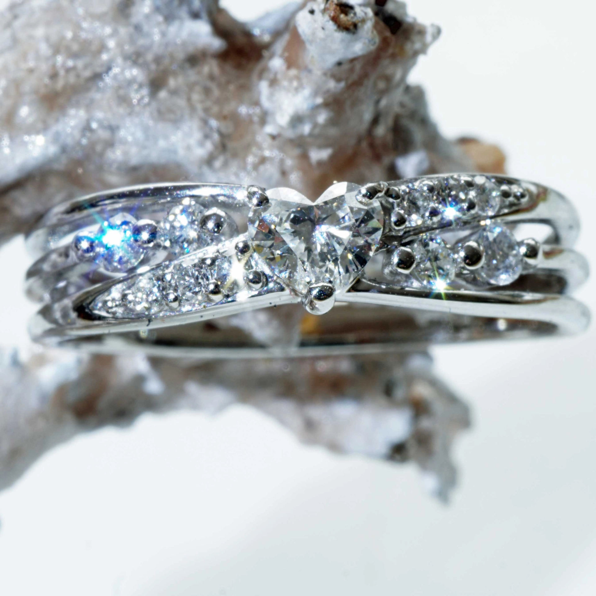 Diamant Herz Brillant Ring 0.217 ct 0.16 ct TW / SI 900er Platin....Love me....