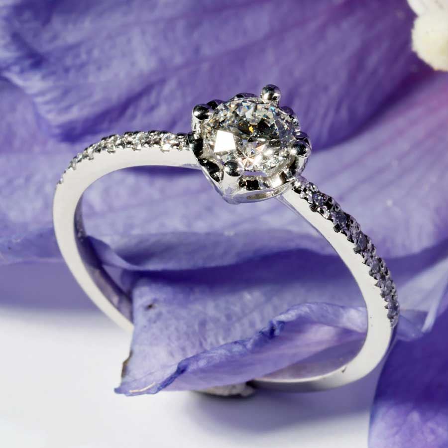 Brillant Ring 0.59 ct G SI2 HALBKARÄTER von  Silhouette Bentner HRD Zertifikat 950er Platin