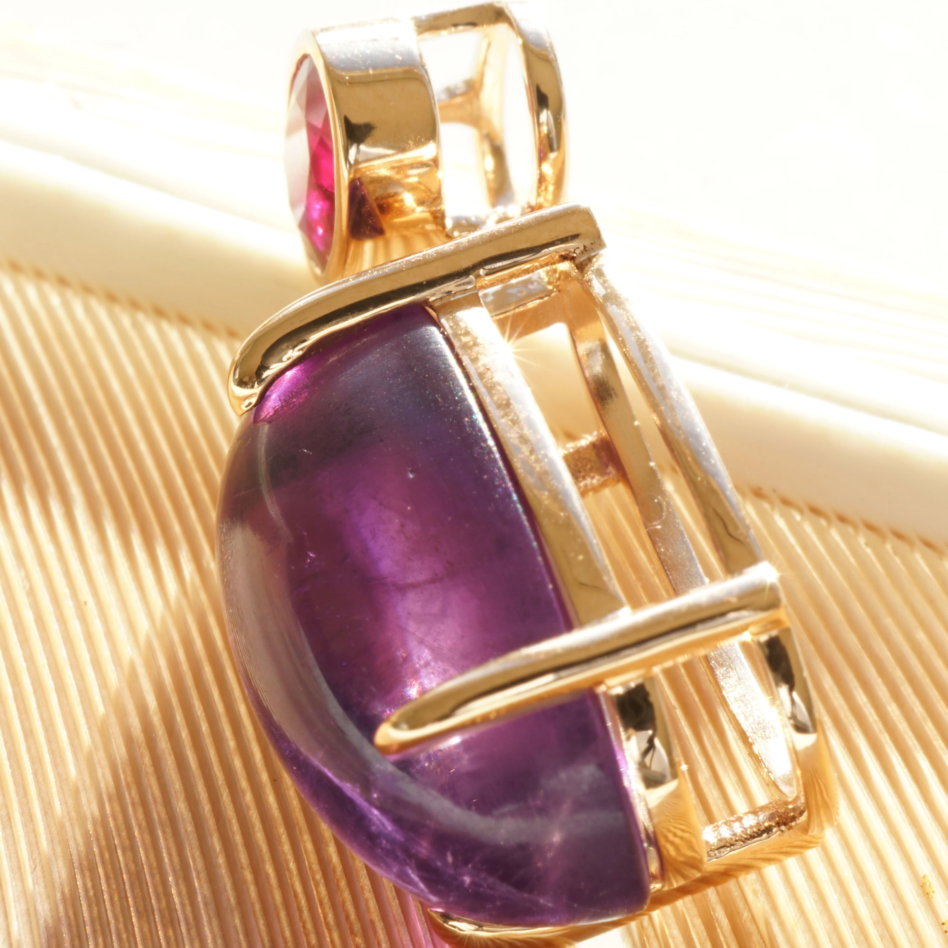 Rubin Amethyst Anhänger 750er Rosegold 1.06 ct 10.13 ct BURMA TOLLE FARBKOMBI
