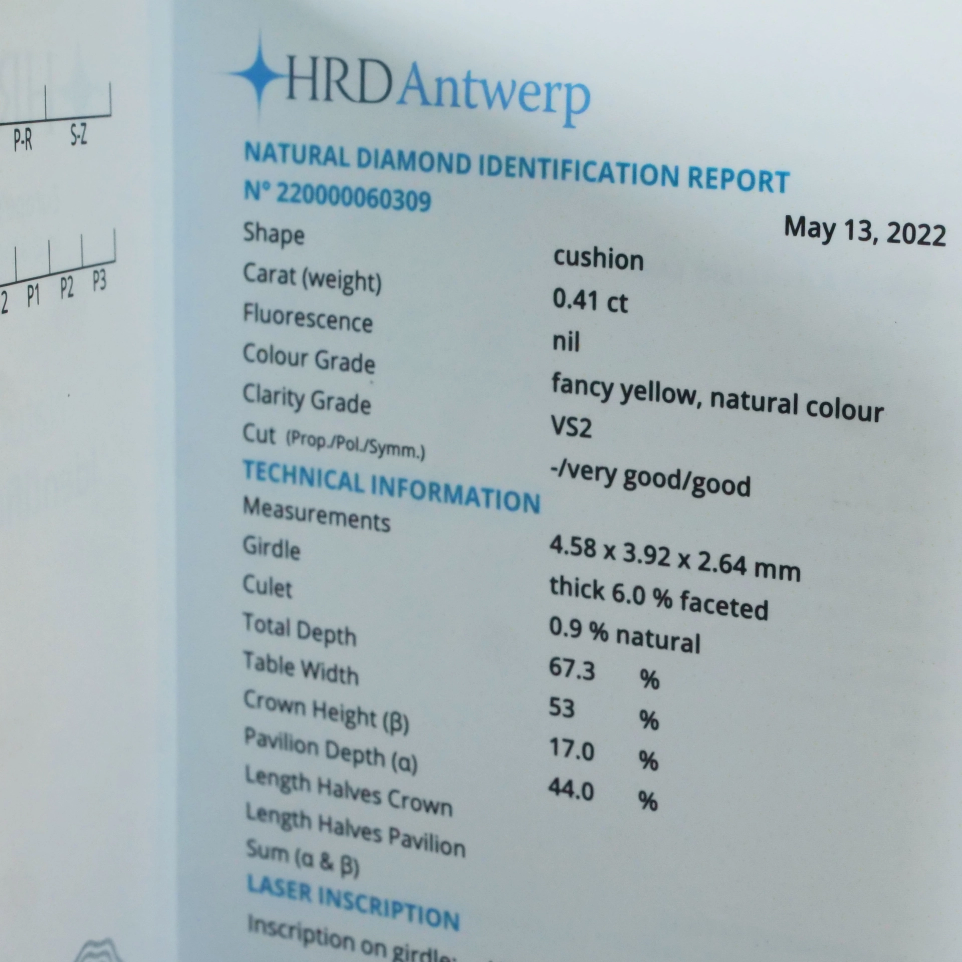 Fancy Yellow Diamant Ring NATURFARBE Cushion 0.41 ct 750er WG Silhouette Schmuck Bentner