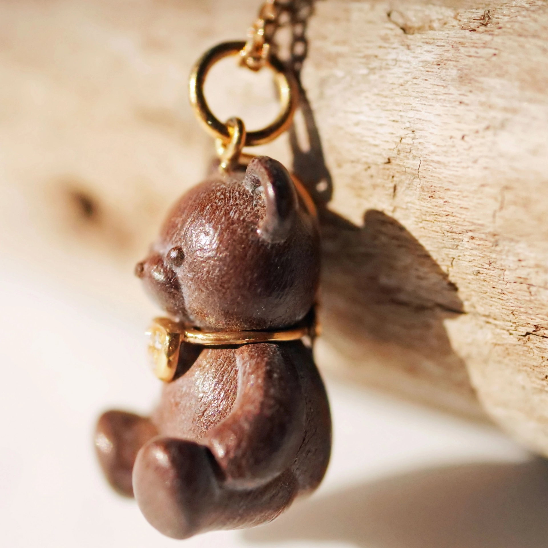 Brillant Anhänger Teddybärchen mit Herz 750er Gelbgold 24 x 14 x 12 mm zuckersüüs