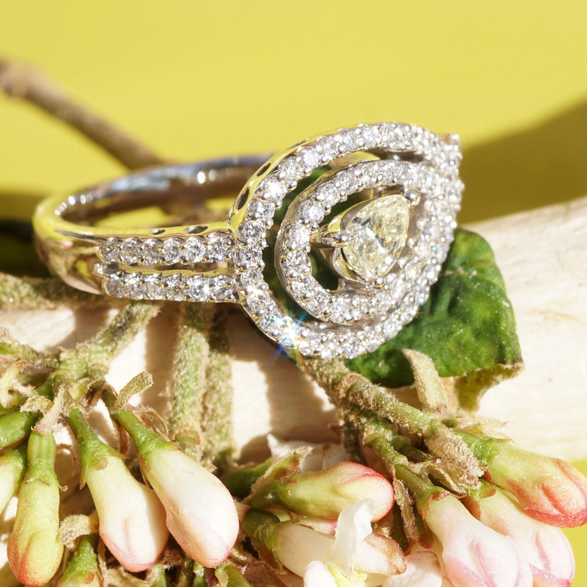 Diamanttropfen Brillant Ring 0.22 ct 0.42 ct 750er Weissgold...Gala Dinner