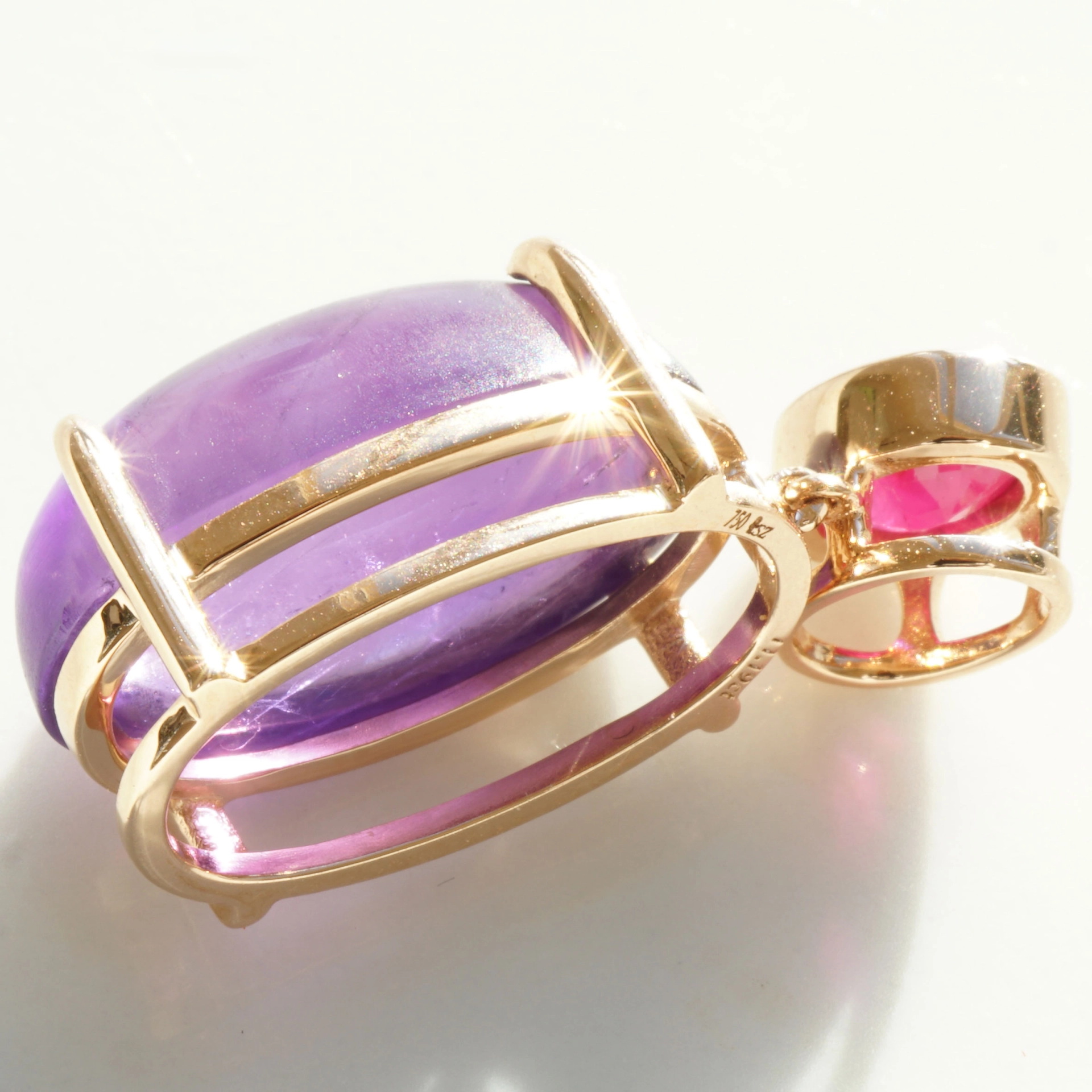 Rubin Amethyst Anhänger 750er Rosegold 1.06 ct 10.13 ct BURMA TOLLE FARBKOMBI
