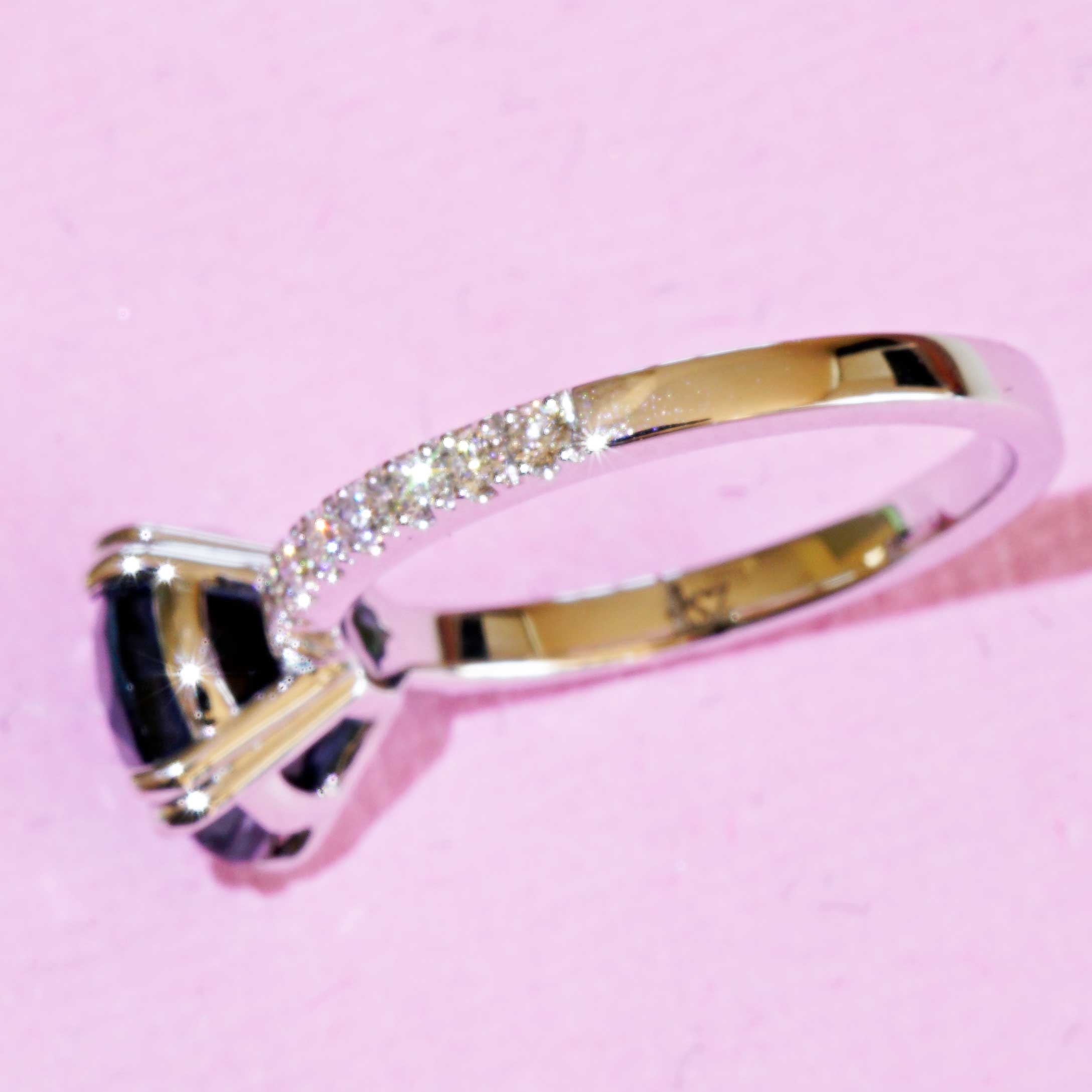 London Blue Topas Brillant Ring 750er Weissgold 3.27 ct 0.33 ct  made in Italy...Edelschmiede 
