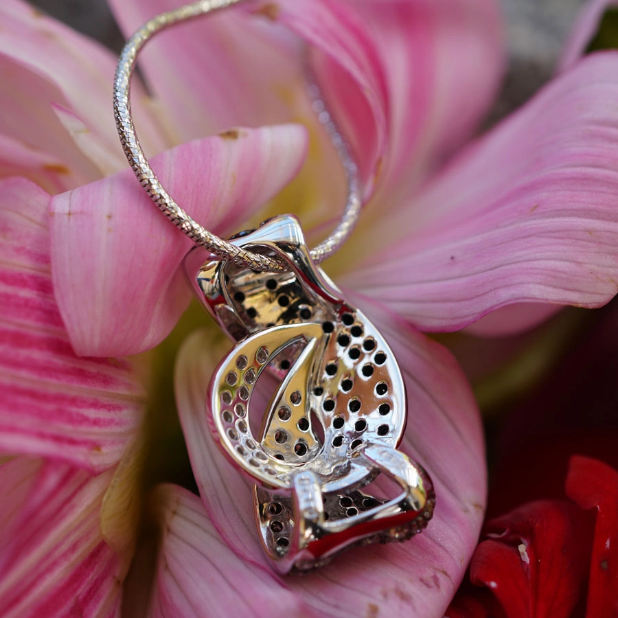 Brillant Anhänger mit Kette 1.10 ct schwarz braun weiß