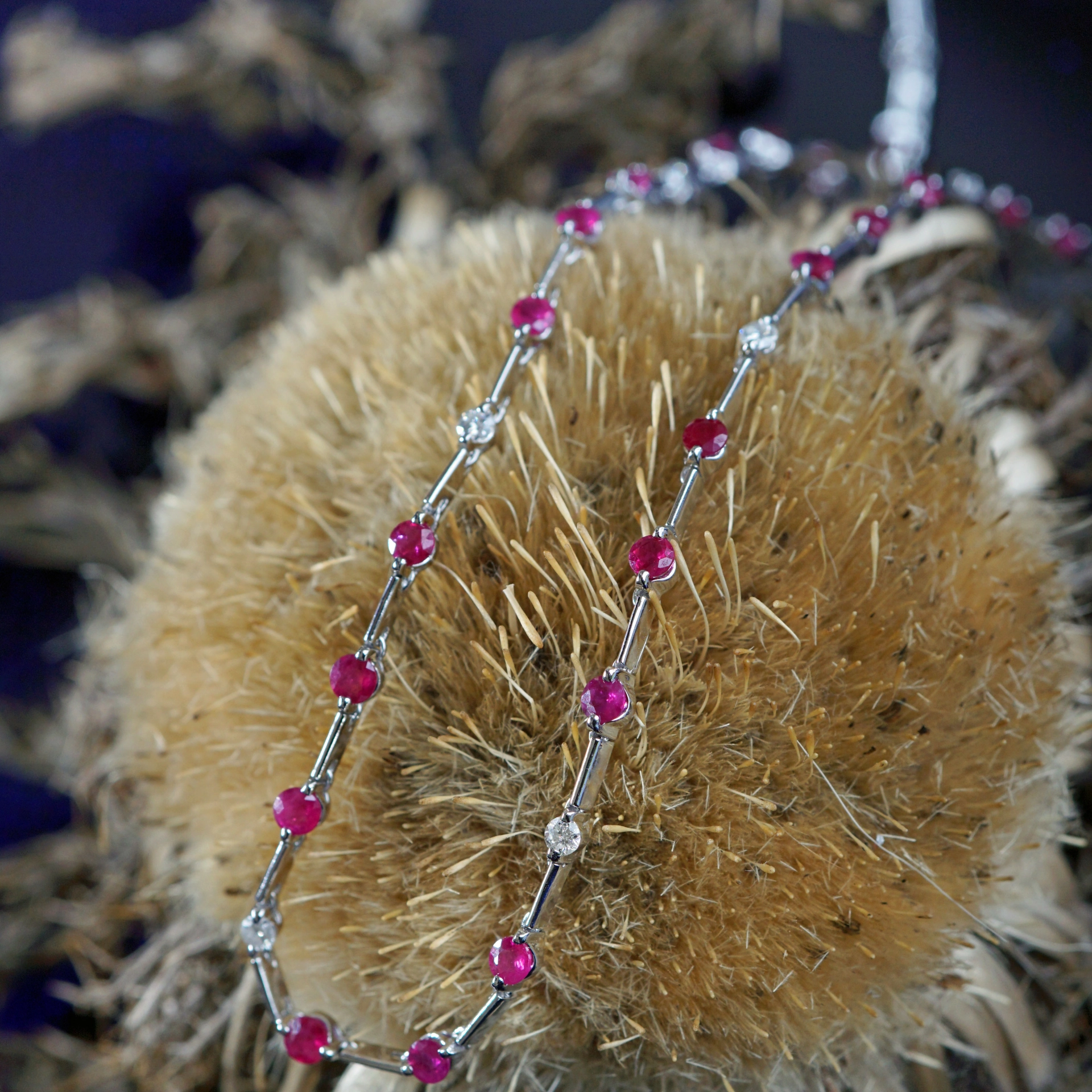 Rubin Brillant Collier in 750er Weissgold