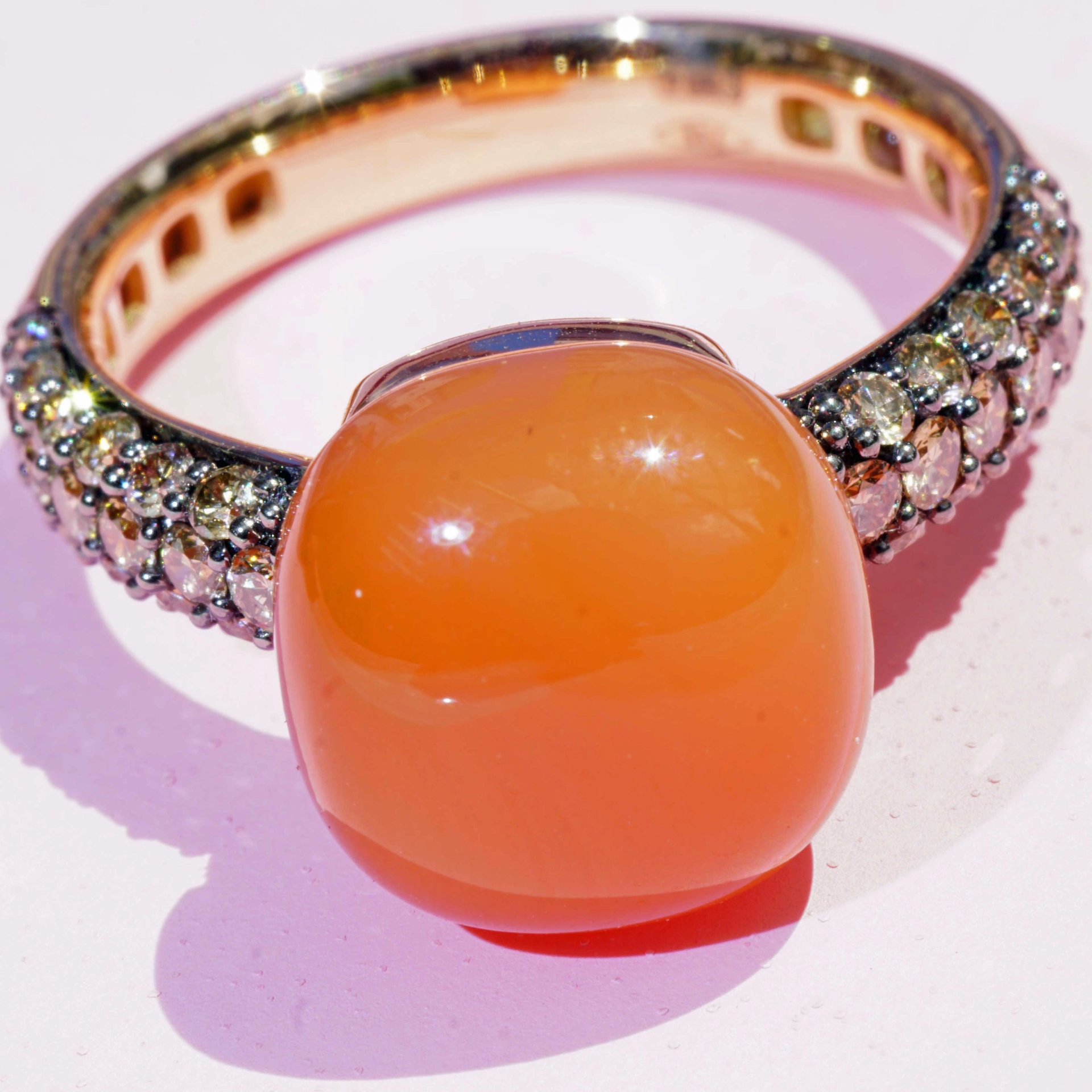 Mondstein Brillant Ring 750er Rosegold 7.30 ct 0.68 ct..elegante Winter Farben..liquid Impressions..