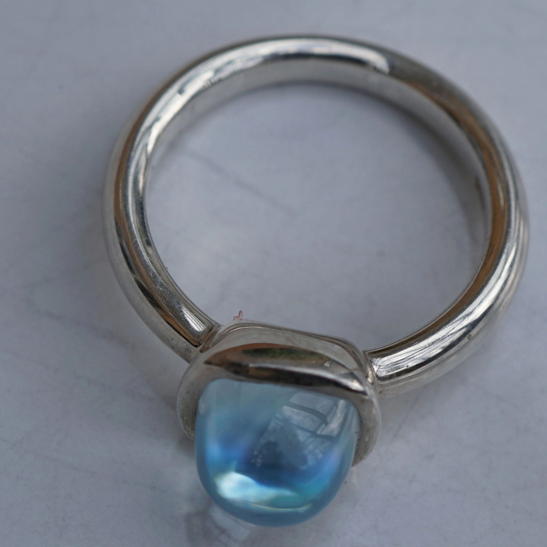 CHILANGO RING TUTENCHAMUN Blautopas mit Perlmut unterlegt  925er Silber neu mit orig. Etui massiv