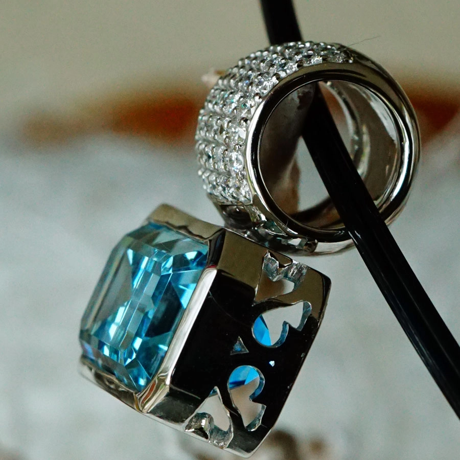 Aquamarin Brillant Anhänger 750er Weißgold 5.77 ct