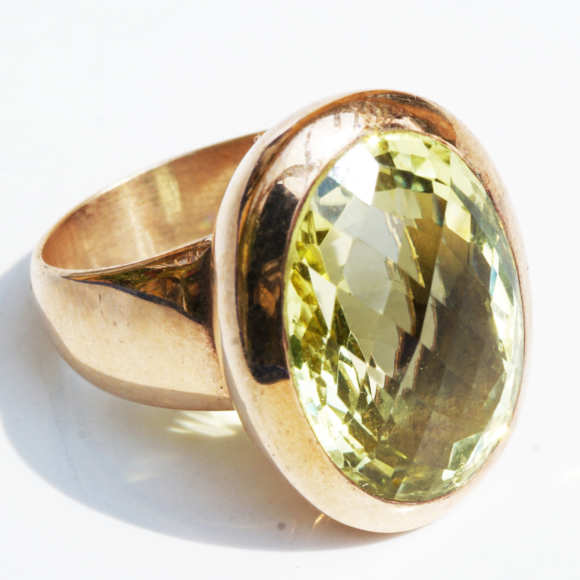 Lemoncitrin Ring Silber rosevergoldet 24 x 18 mm Handarbeit XXL 18 ct tolle intensive Farbqualität