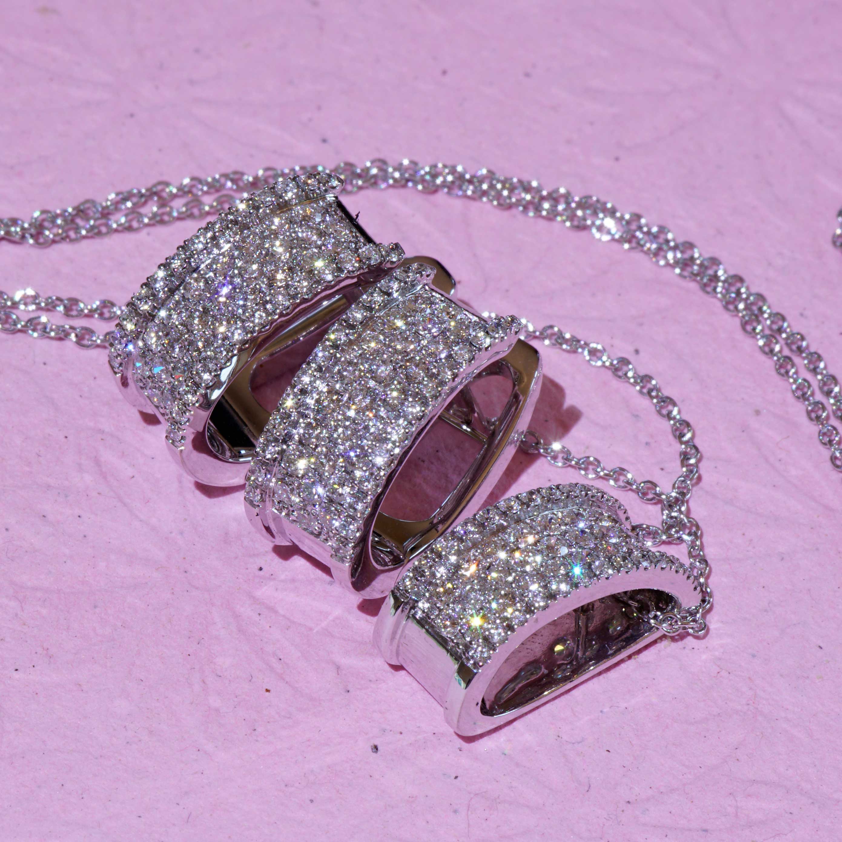  Brillant Dreiviertel  Creolen 0.69 ct 750er Weissgold TW VS made in Italy massiv  