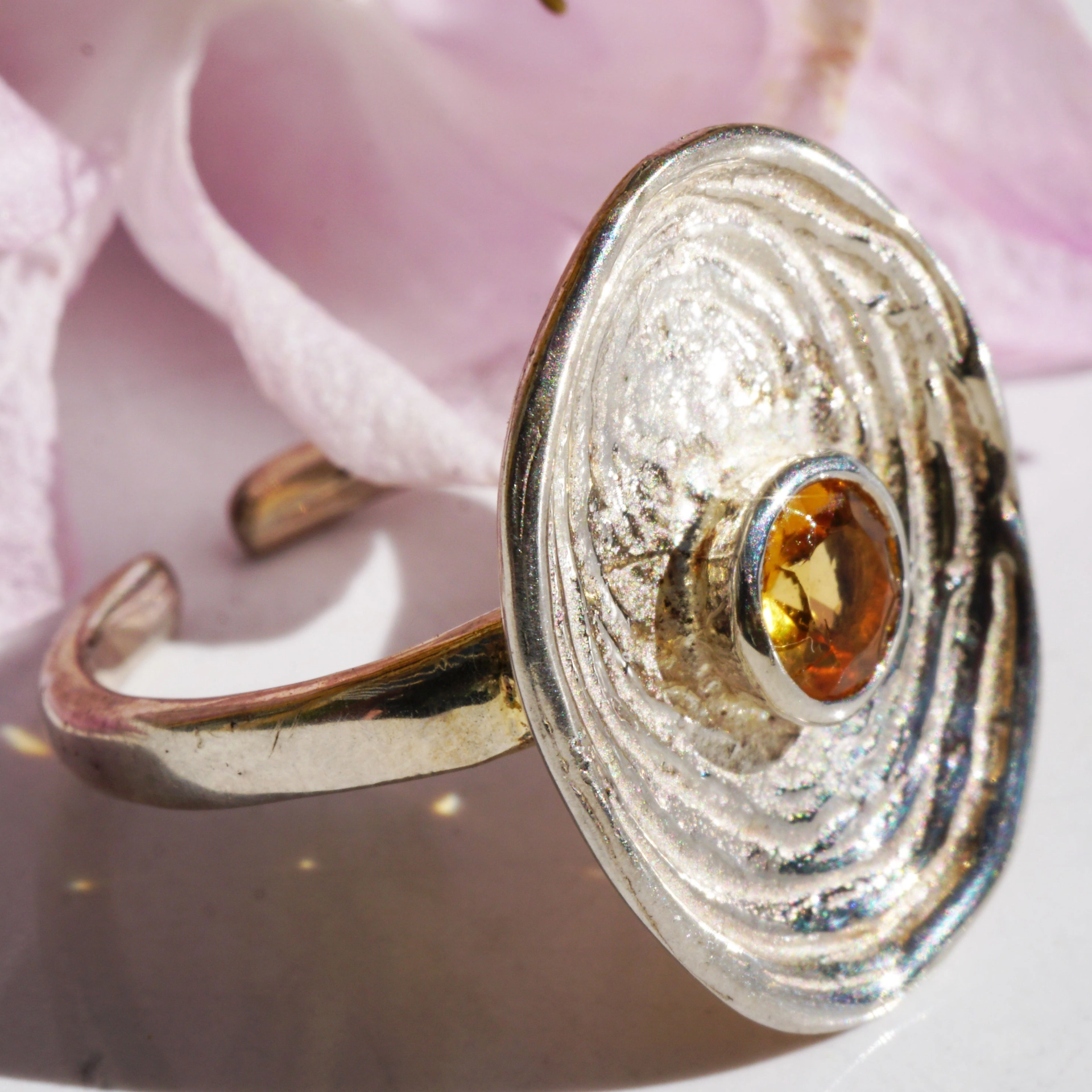 Citrin Ring 925er Silber 20 x 16 mm ....Wasserwelle Handarbeit