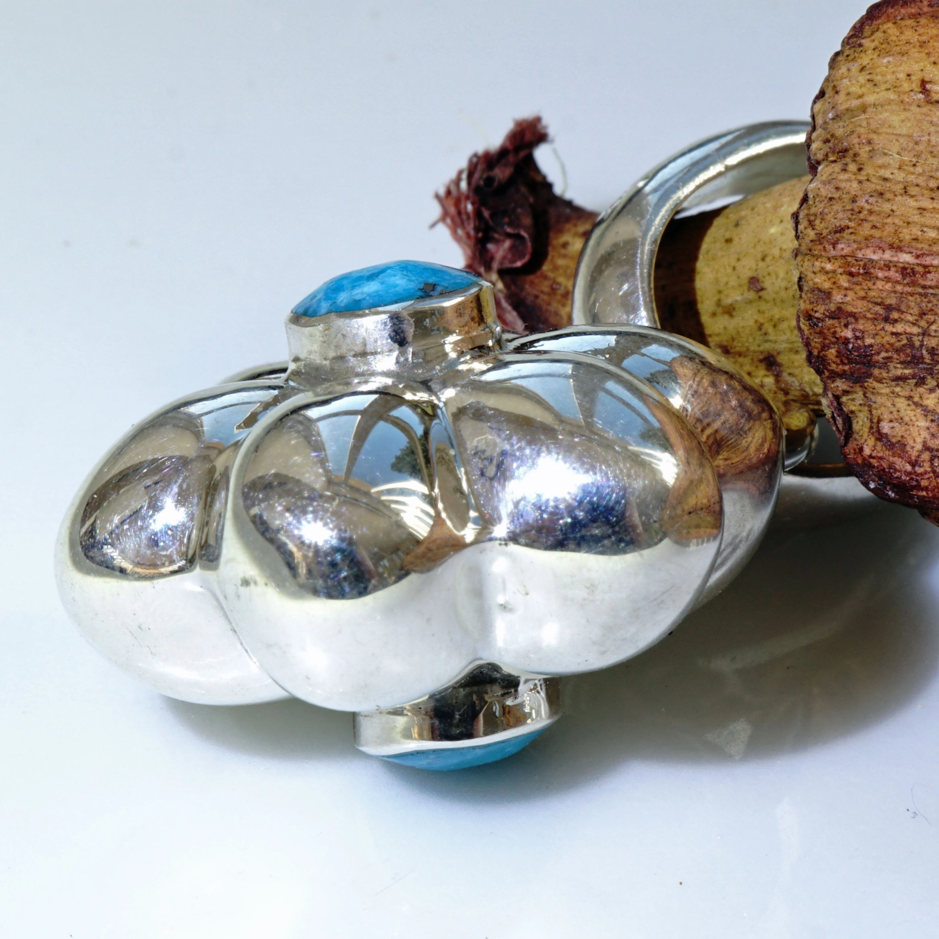 Original Chilango Anhänger Spring Flower mit türkiser Emaille 925er Silber