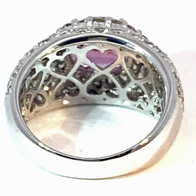 Ring Saphir Brillant 2.50 ct 1.76 ct so gross und so lebhaft pink ... TW VS  750er Weissgold 