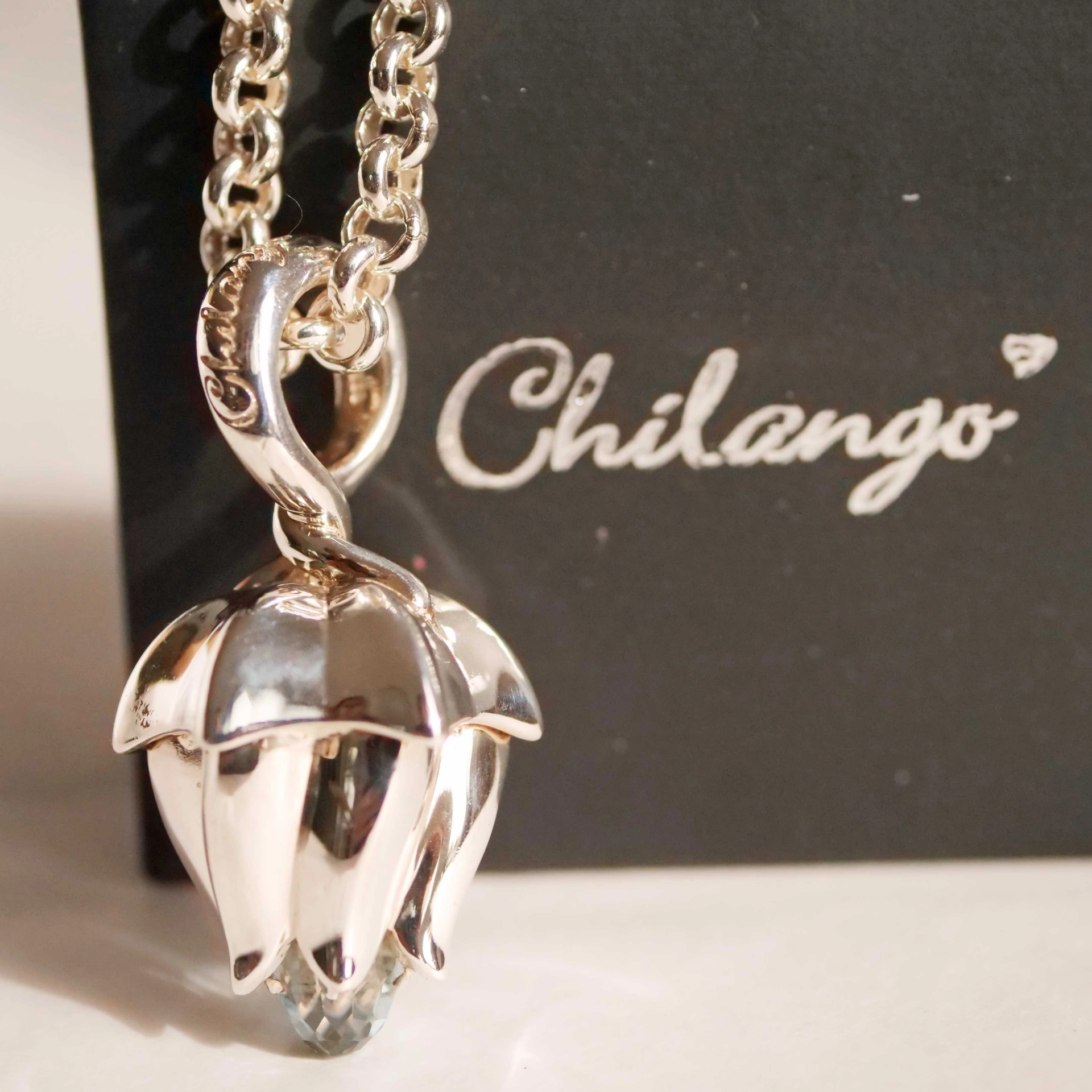 Original Chilango Tutenchamun Lotus Sky Blue Topaz 925er Silber toller Schliff