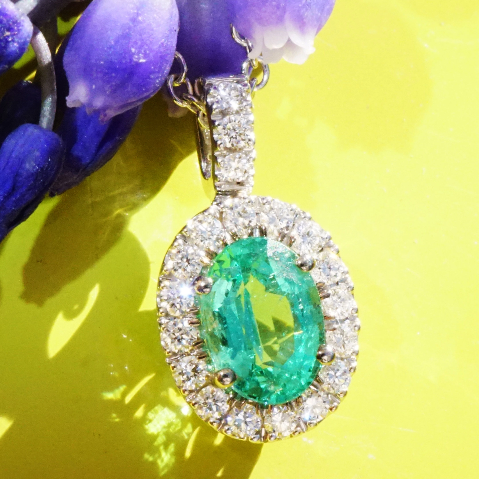 Smaragd Brillant Anhänger / Kette 750er Weissgold 0.73 ct 0.20ct....schönster Smaragd