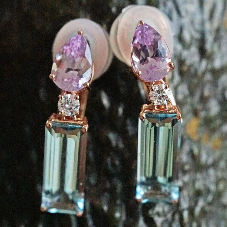 Spinell-Aquamarin_Ohrstecker in 750er Weißgold