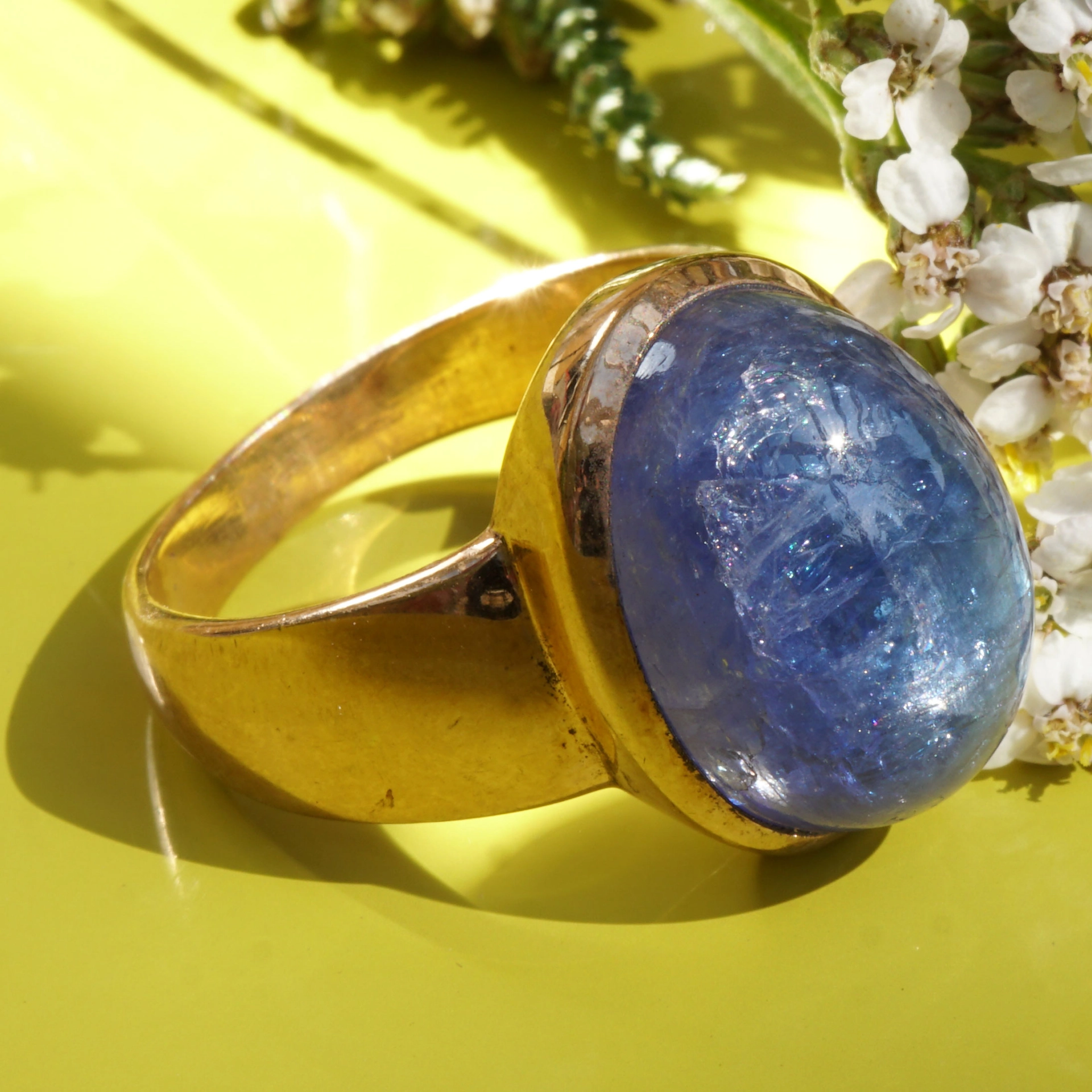 Tansanit Ring Silber rosevergoldet 20 x 15 mm Handarbeit XXL 16 ct tolle intensive Farbqualität