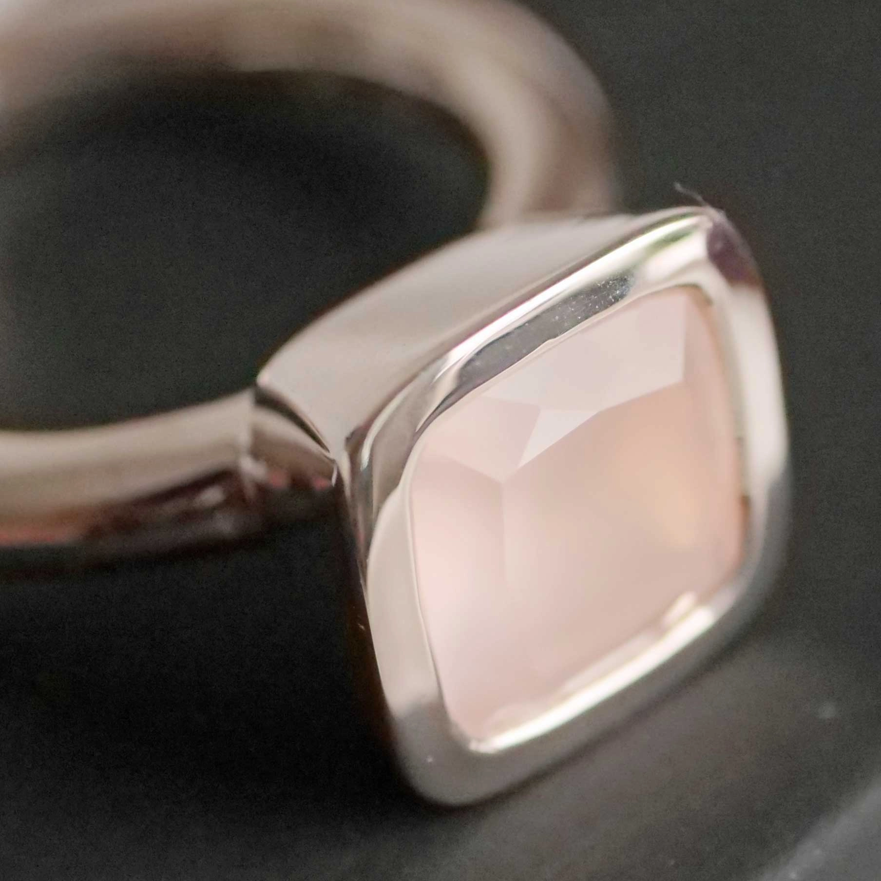 Chilango Ring  Sparkling Stars 2 XL milky Rosenquarz 925er Silber neu mit orig. Etui massiv