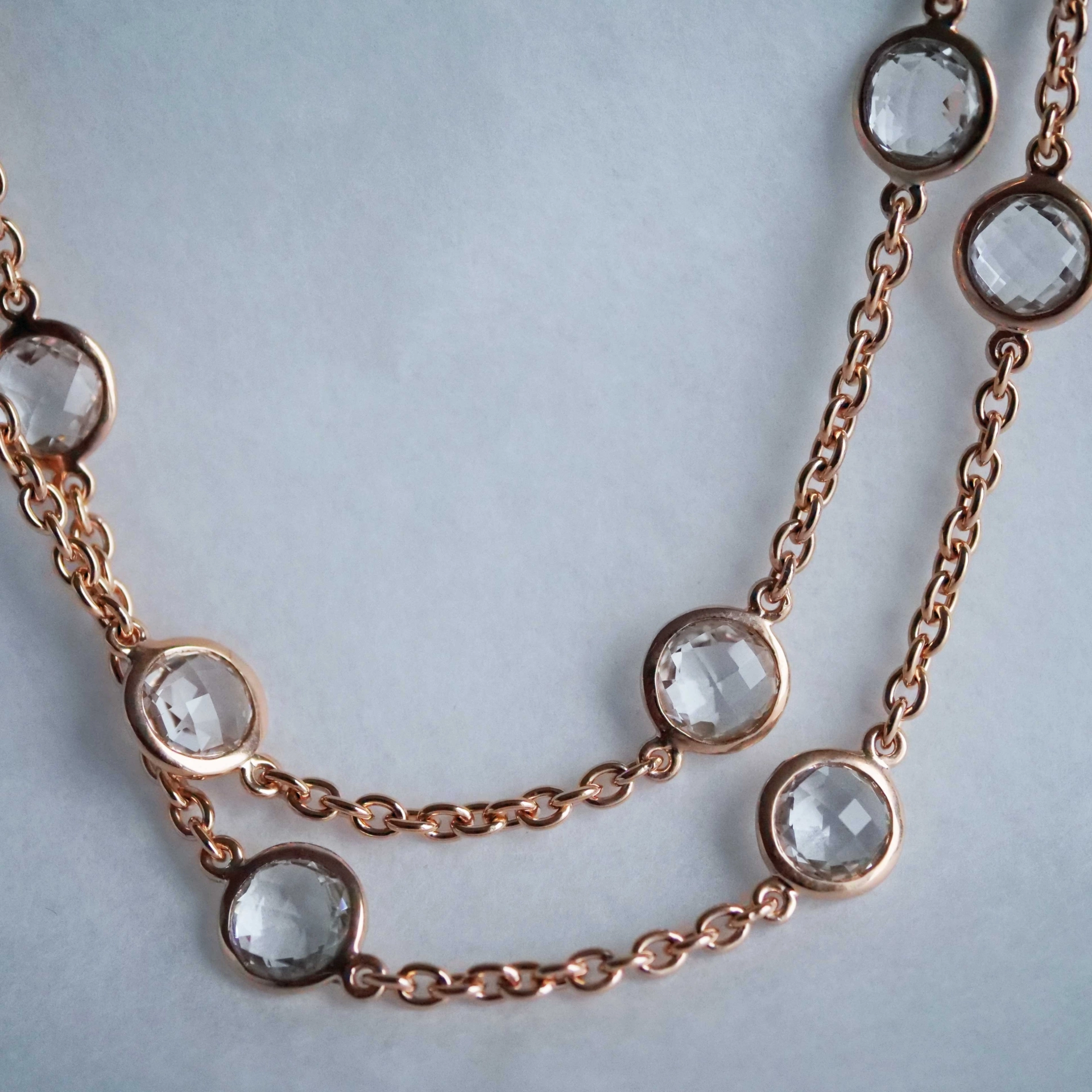 Chilango Kette Grand Palais White Quartz 925er Silber 18 kt Pink Gold Plated 10 mm