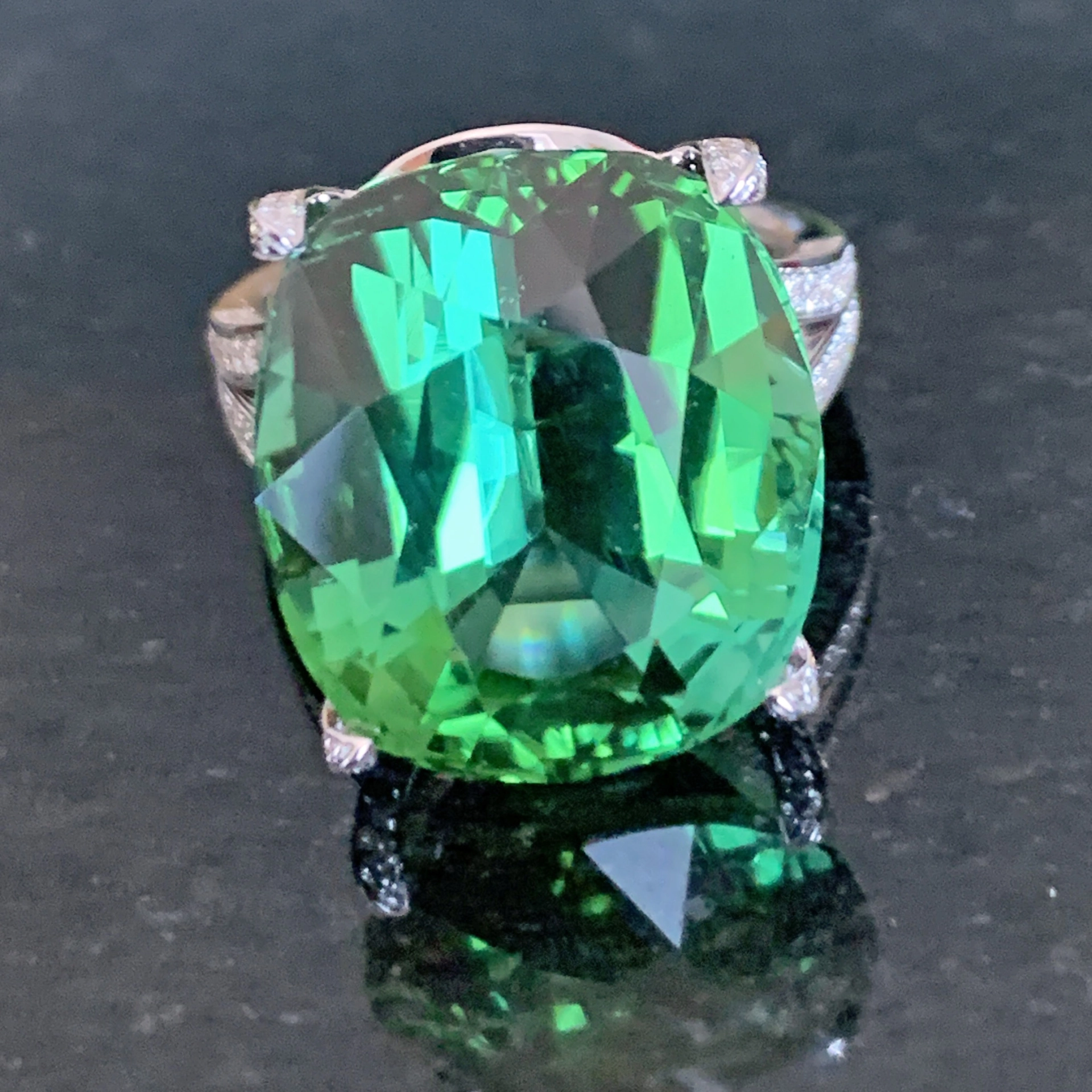 Turmalin Brillant Ring 23 ct 1.10 ct 750er Weissgold Afghanistan unbehandelt..ein Held Deiner Träume