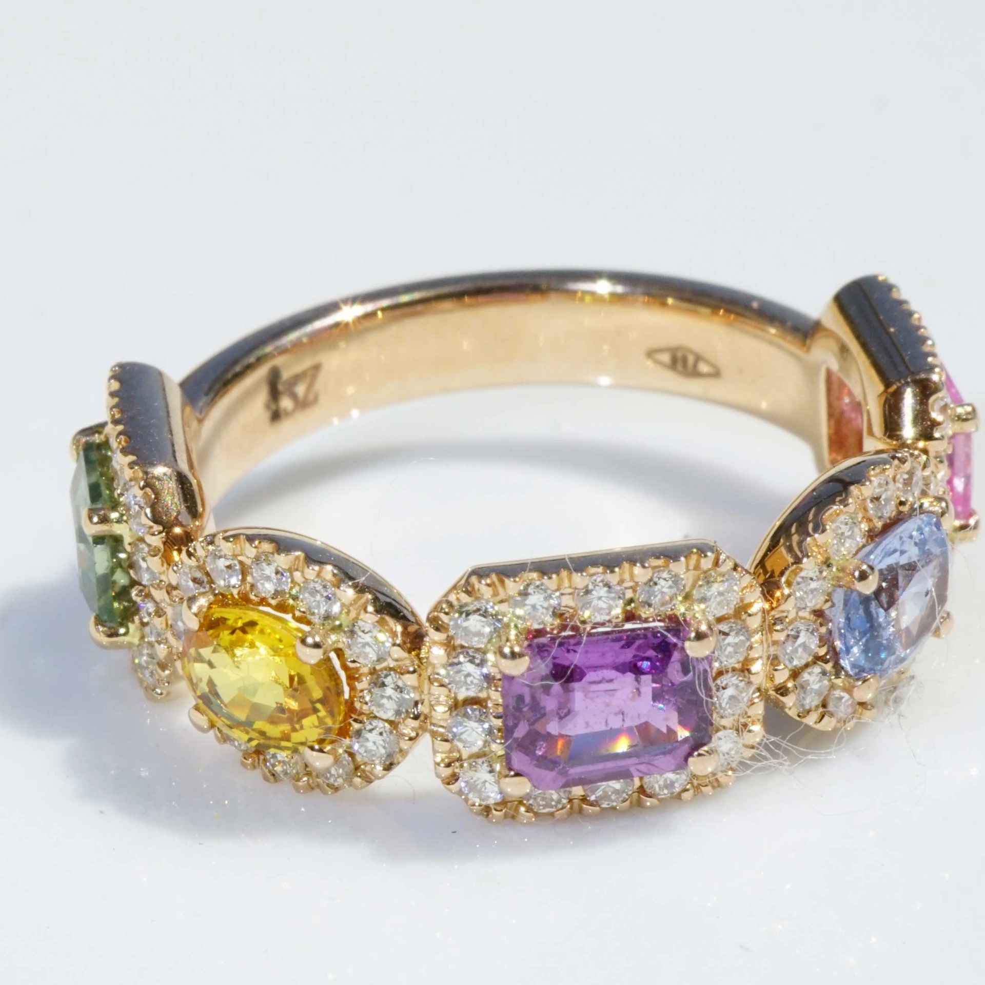 Multi Farben Saphir Brillant Ring made in Italy grandiose Farben 2.34 ct 0.55 ct 750er Rosegold
