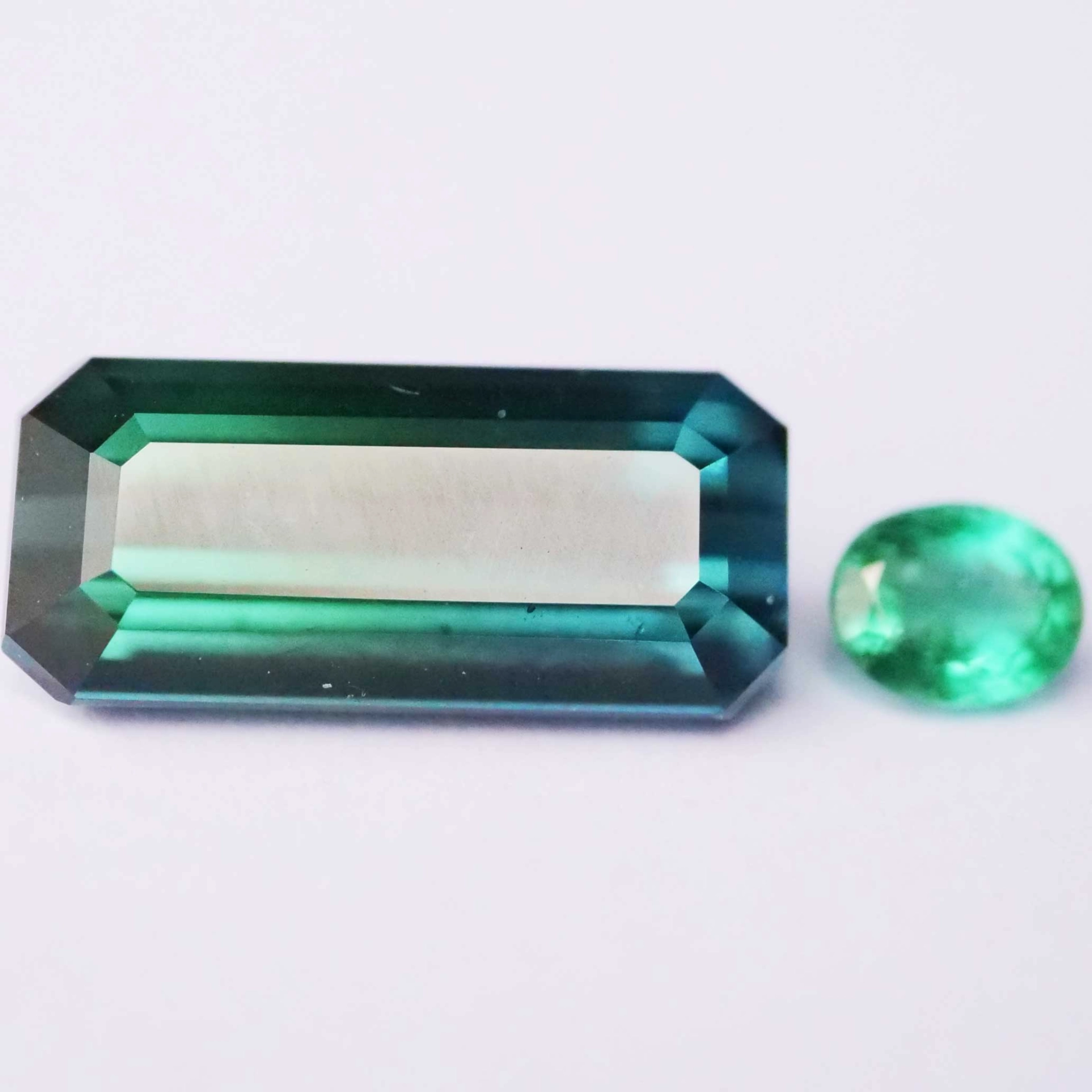 Turmalin Smaragd Anhänger 750er Gelbgold bicolor petrolblau-grün aus Afghanistan 5.30 ct ct