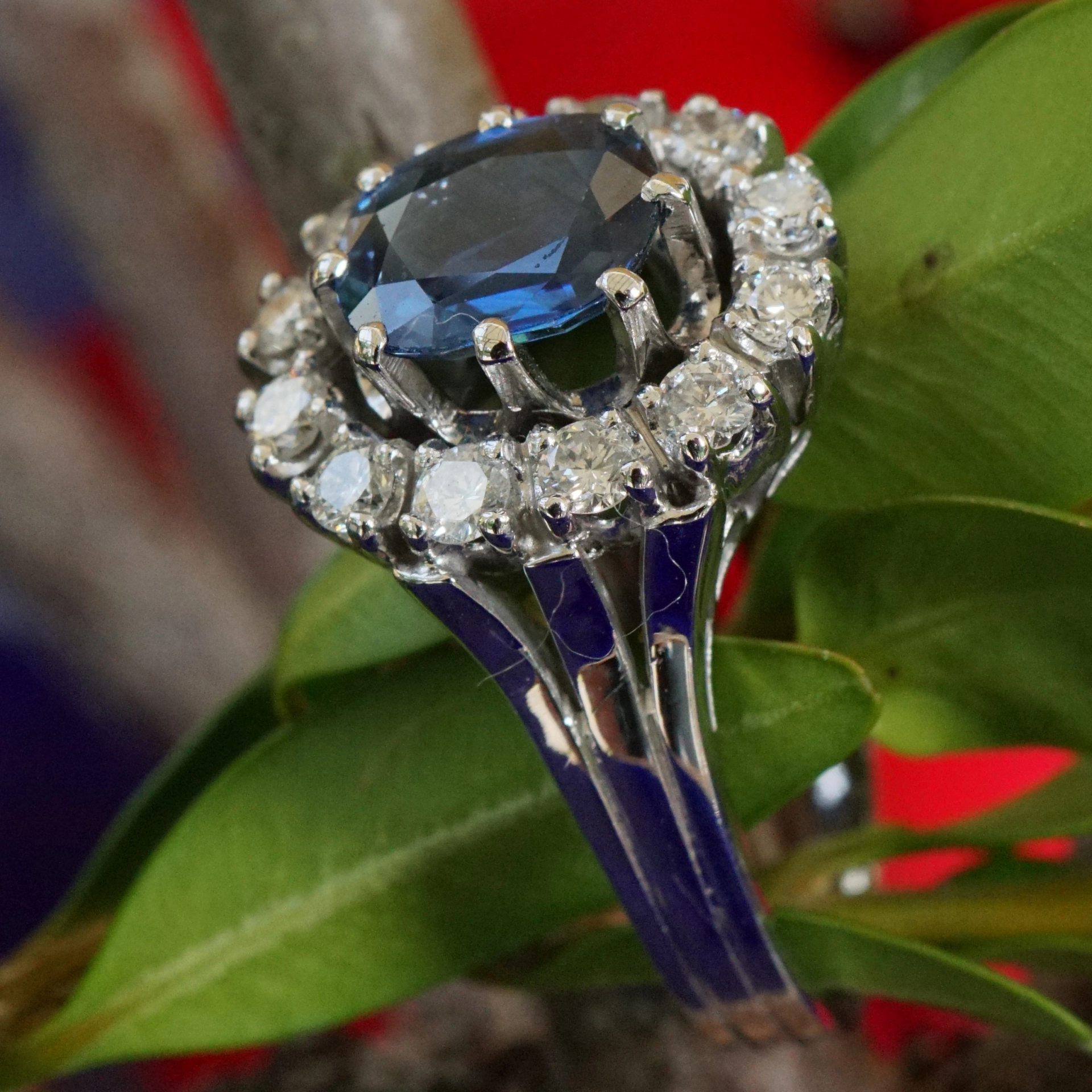 Brillant Saphir Ring 1.00 ct W SI-P1 585er Weissgold aus Nachlassverwertung-