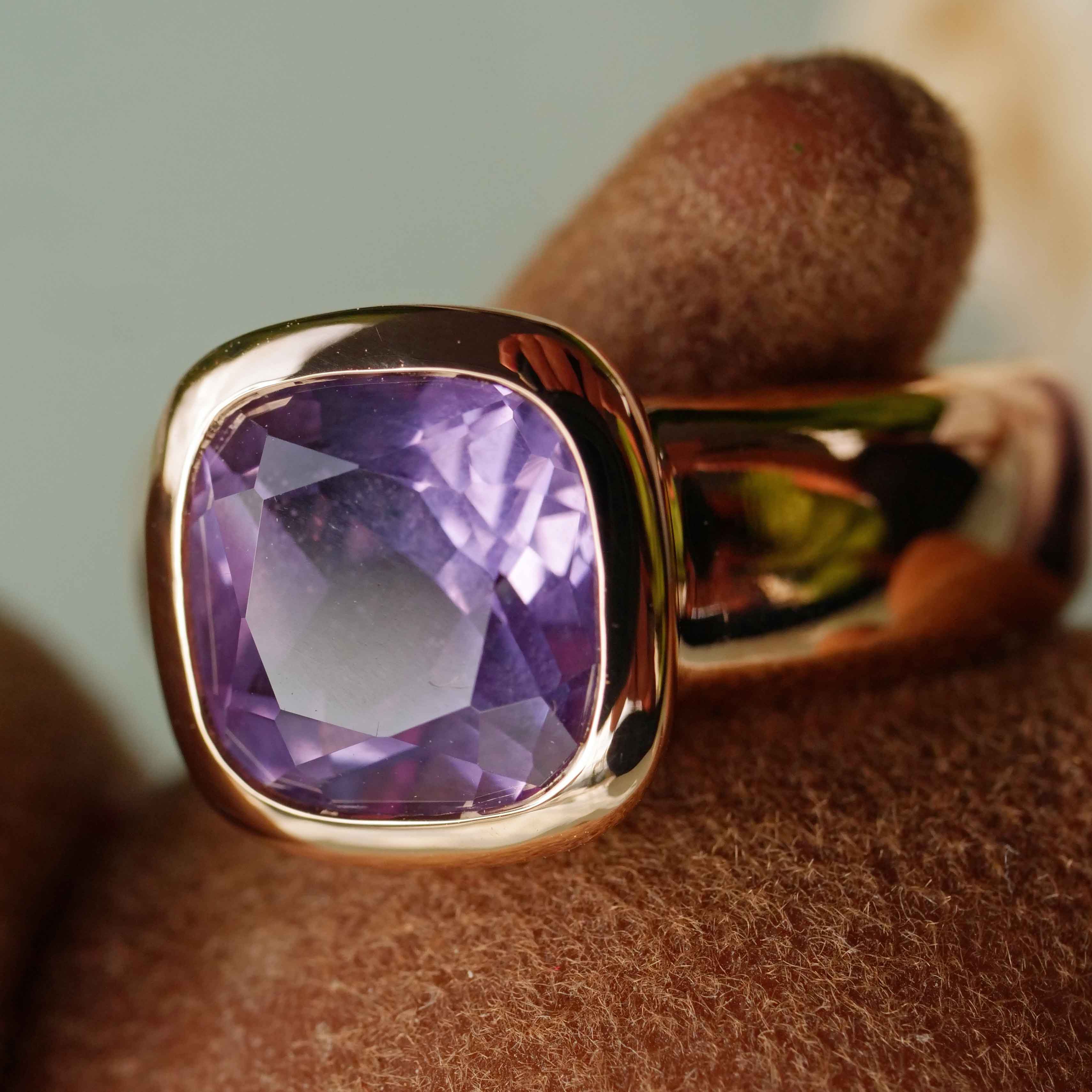 Amethyst Ring 750er Rosegold Valenza .....bella Italia....kleiner Kardinalring...so trendy