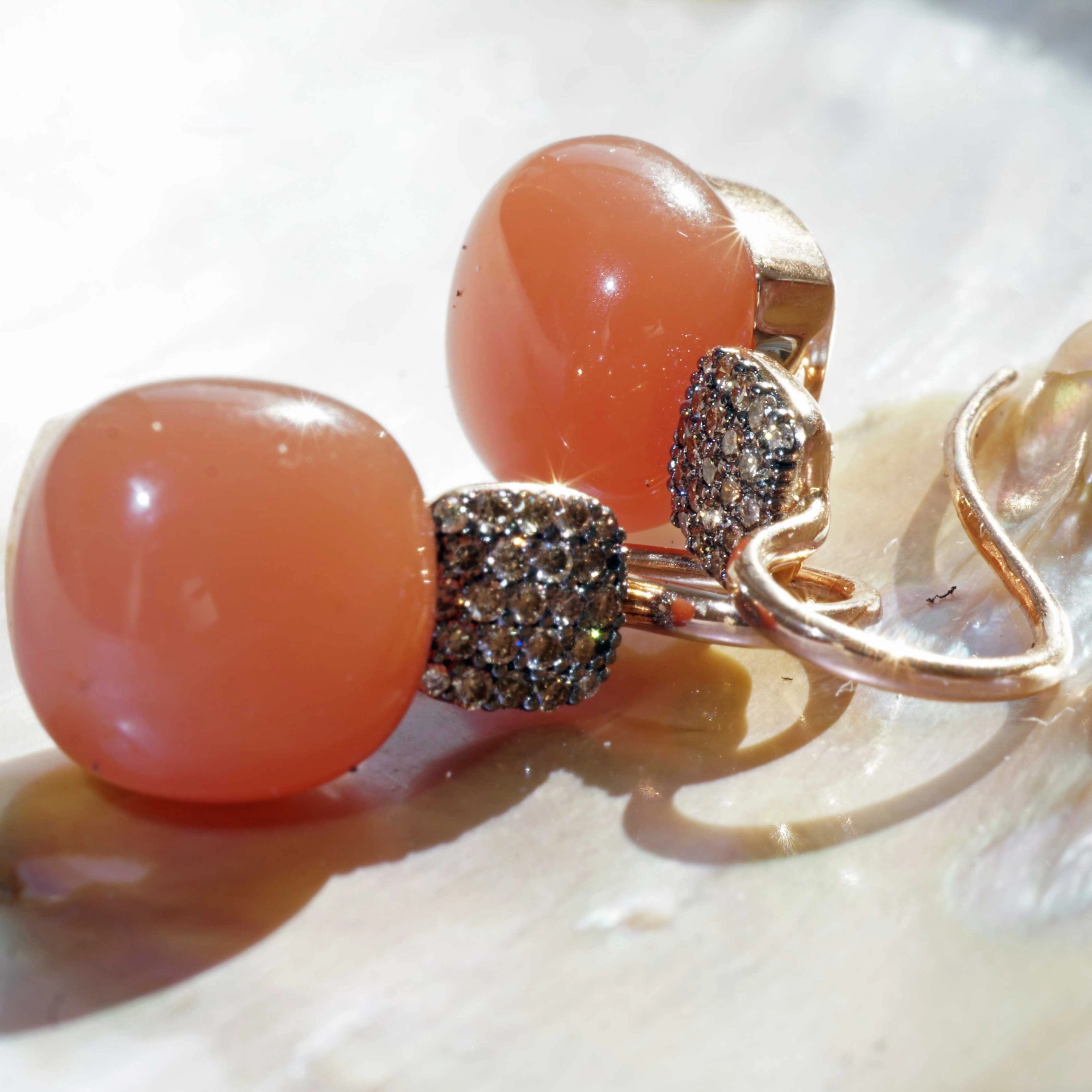 Mondstein Brillant Ohrhänger 750er Rosegold made in Italy...so hochwertig schön..14.17 ct