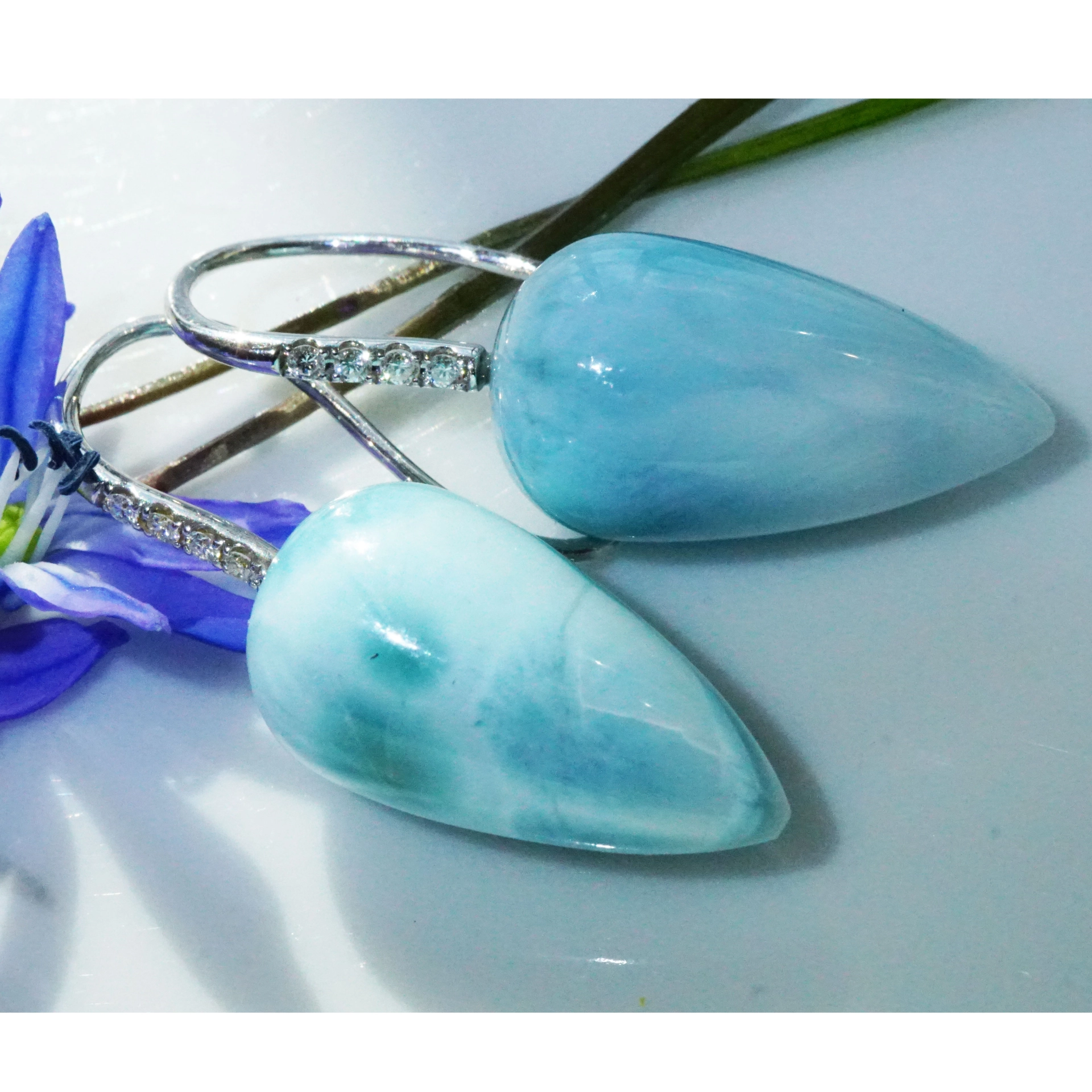 Larimar Brillant Ohrhänger 750er Weissgold...Karibik Feeling