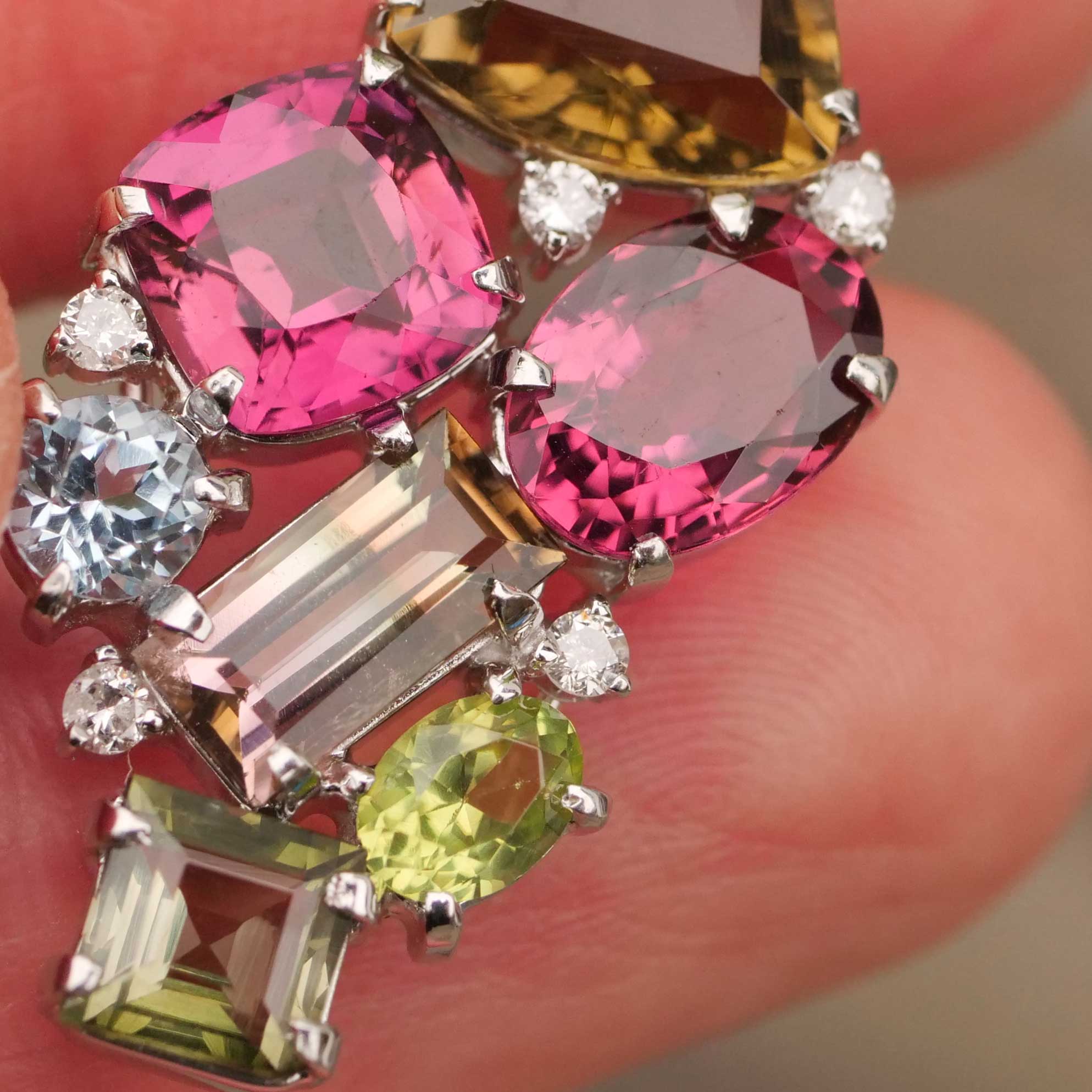 Turmalin Brillant Anhänger 750er Weissgold...seltene Farben...pink, bicolor, gelb total 7 ct