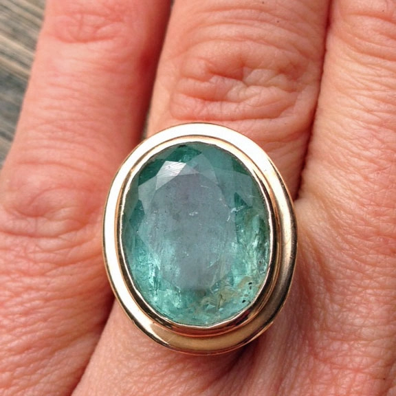 Edelstein-Ring, 925/-Silber, handgeschmiedet,