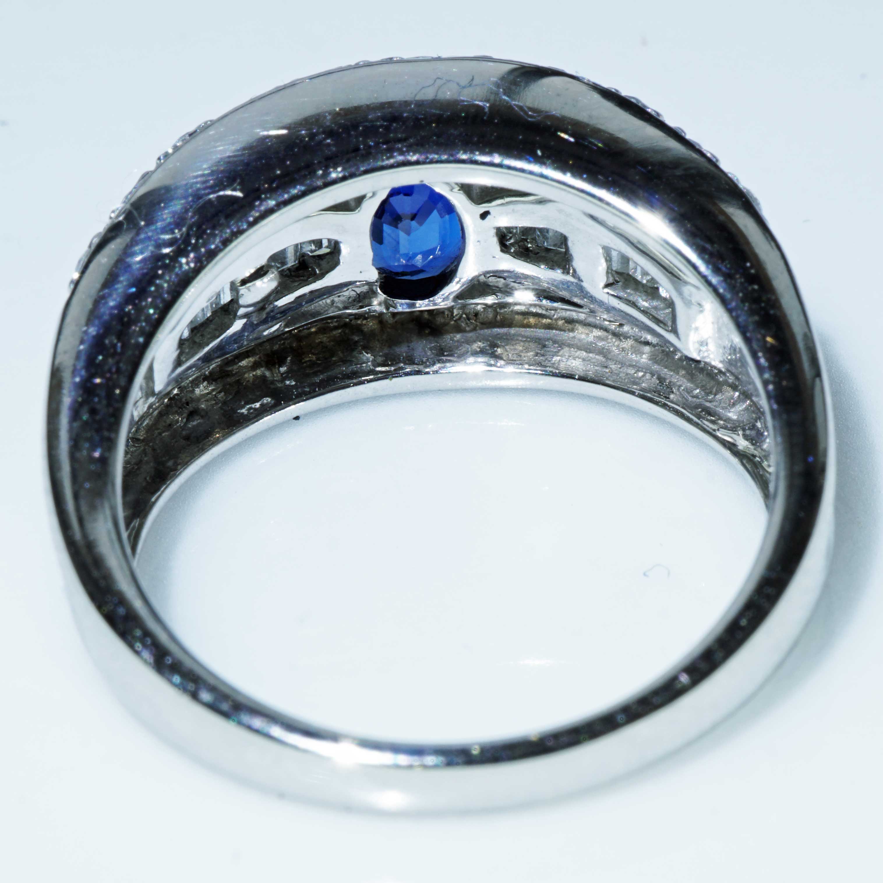 Saphir Brillant Ring 900er Platin 0.65 ct 0.50 ct feinster Saphir und Brillanten in Platin 