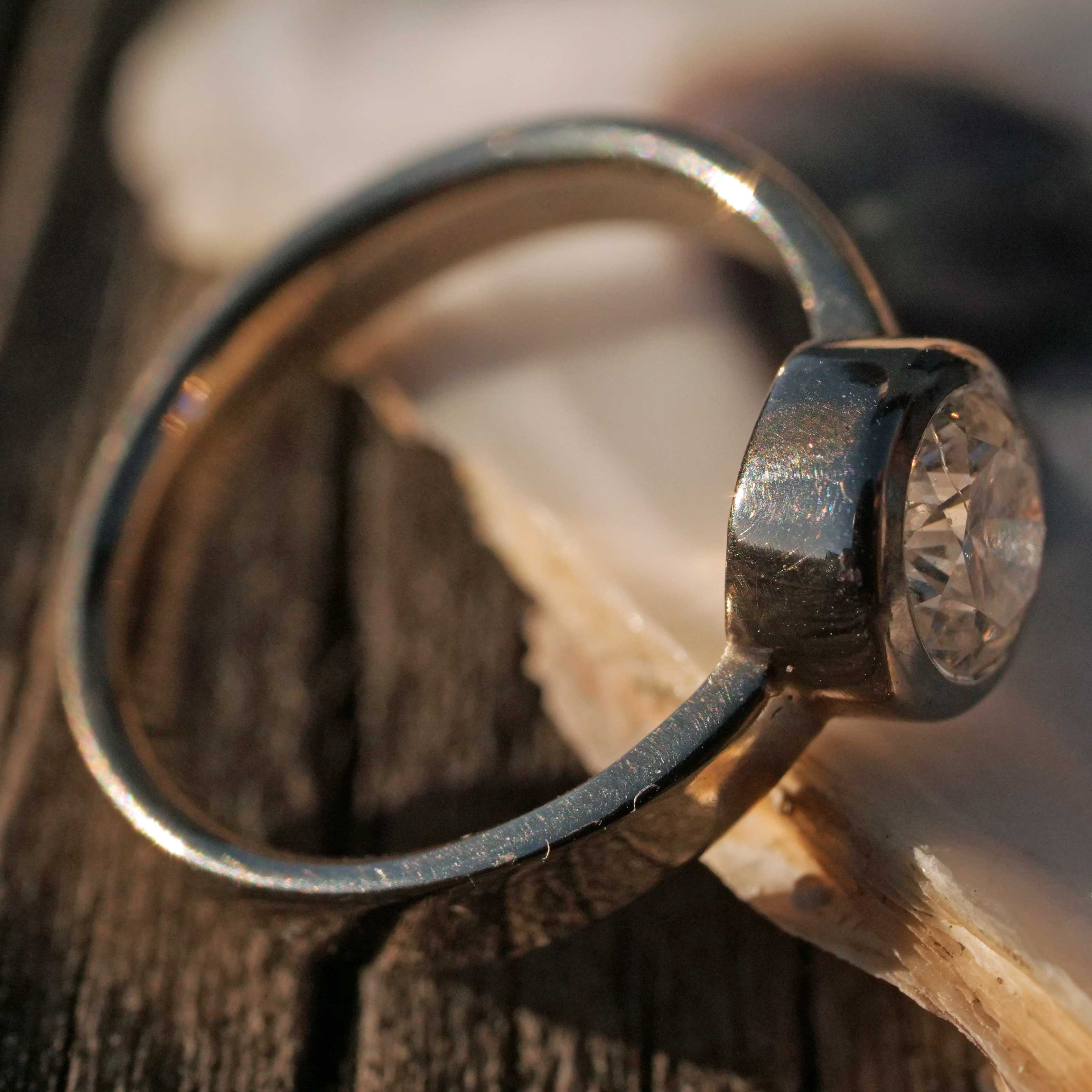 Brillant Ring 0.80 ct 585er Weissgold Weiss P2 im Übergangsschliff mit toller Brillanz