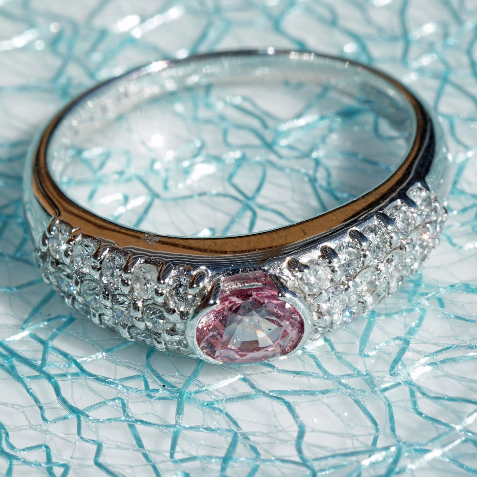 Solitär Saphir Brillant Ring 900er Platin 0.51 ct 0.50 ct TW SI Tolle Brillanz tolles Pink