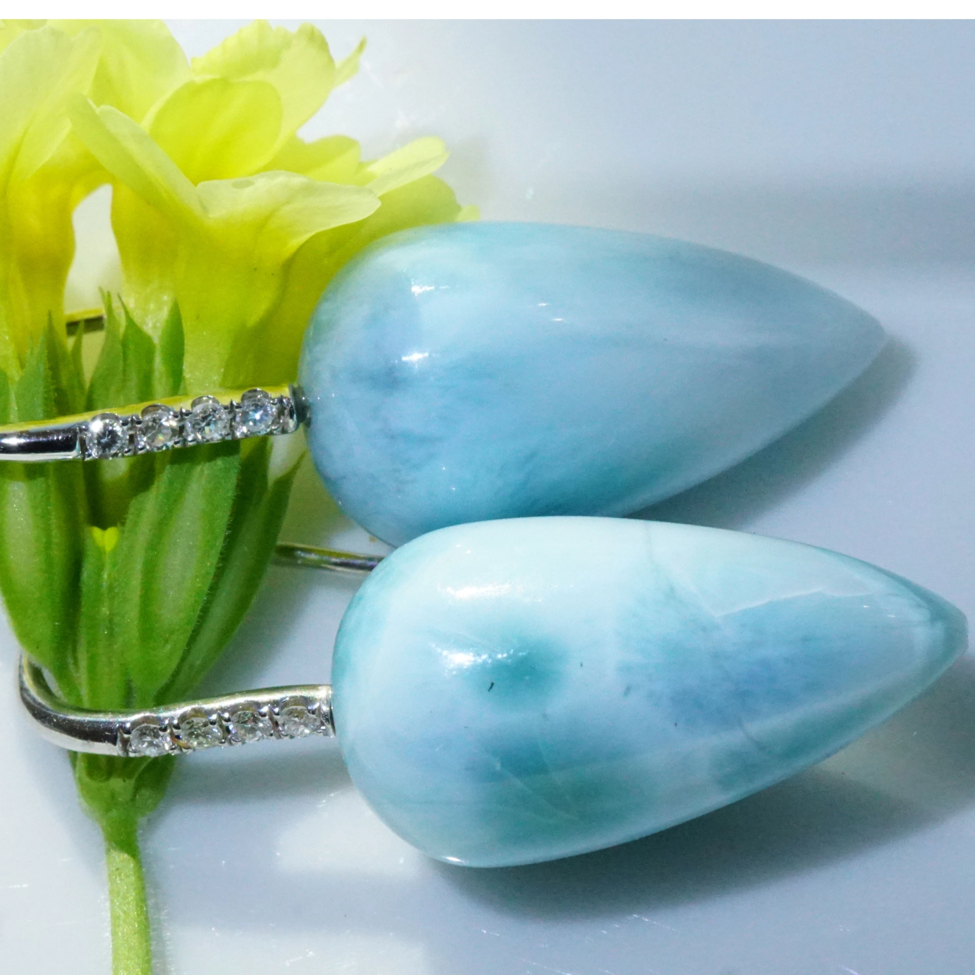 Larimar Brillant Ohrhänger 750er Weissgold...Karibik Feeling