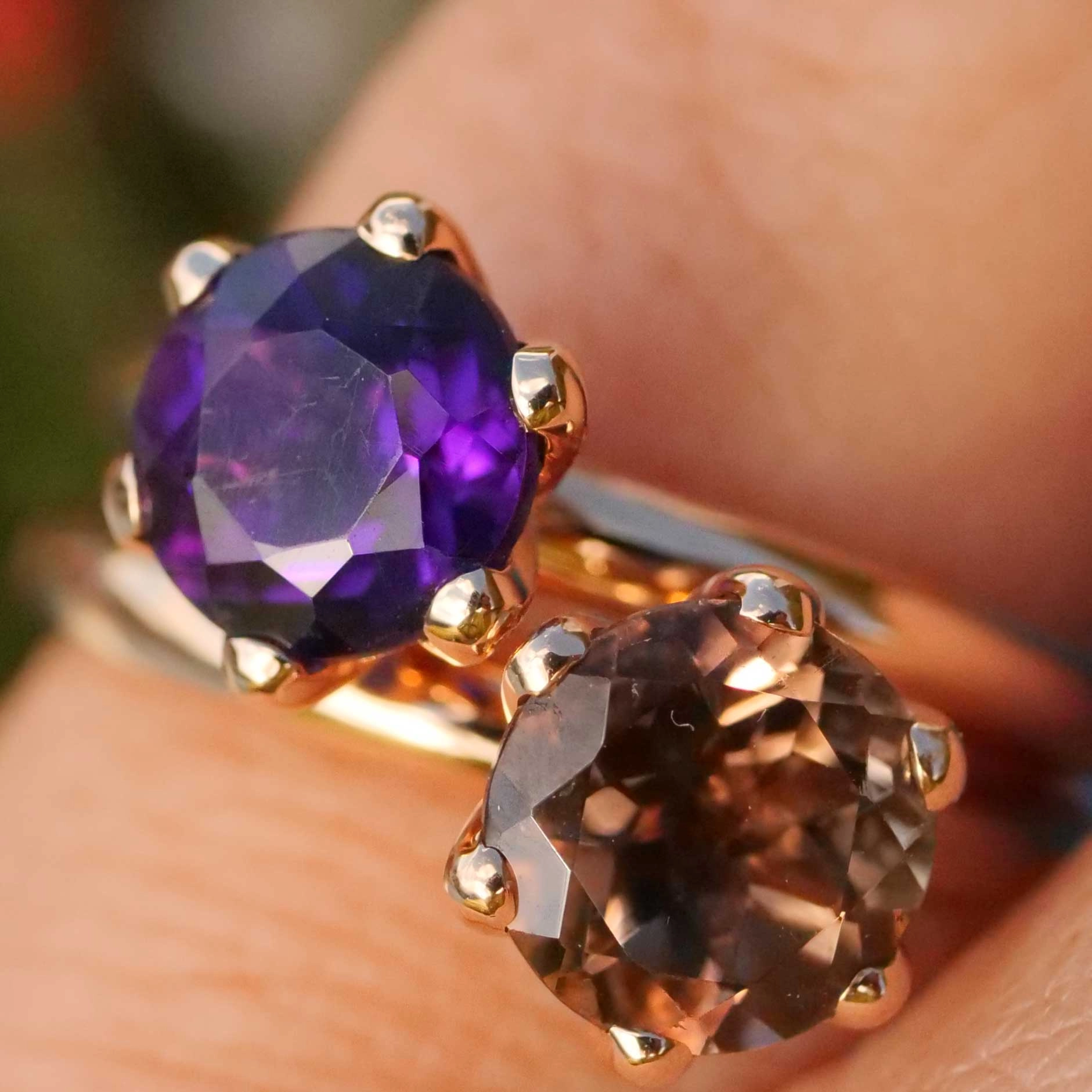 Bestseller Kombinationsring..Amethyst Ring in 750er Rosegold hergestellt in Valenza...toll massiv