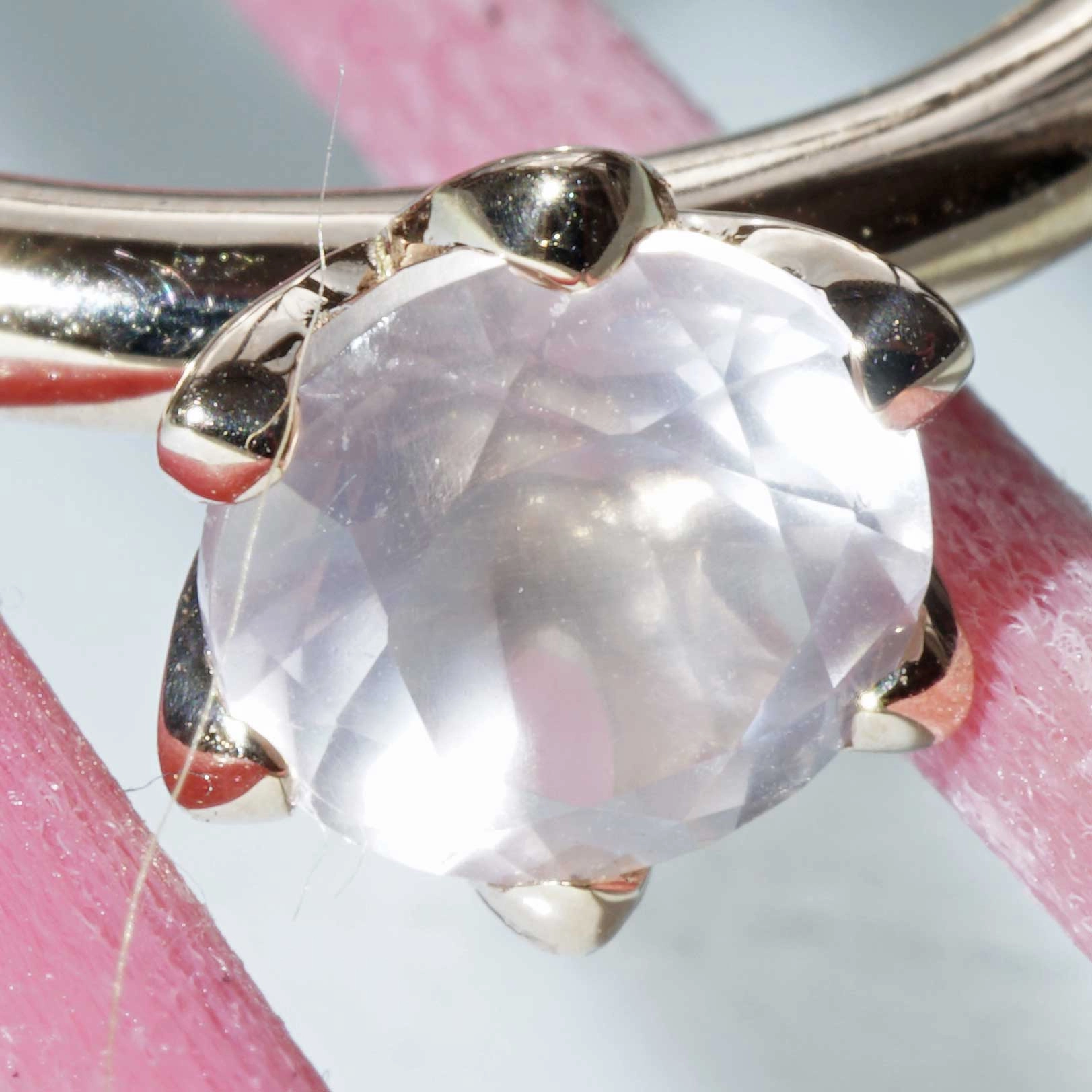 Bestseller Kombinationsring..Rosenquarz Ring in 750er Rosegold hergestellt in Valenza...toll massiv