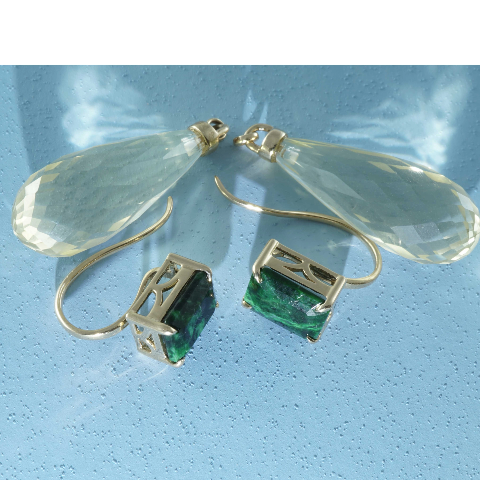 Lemoncitrin Chlormelanit Ohrhänger 750er Gelbgold...prächtiges Farbenspiel..aushängbare Pampel