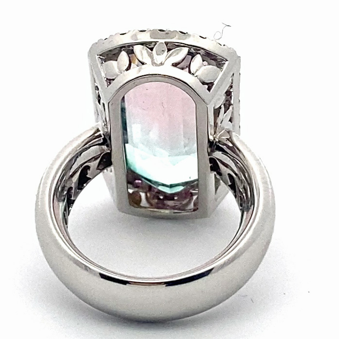 Turmalin Saphir Ring BICOLOR 18 kt Weissgold Afghanistan baby pink blue 14.85 ct