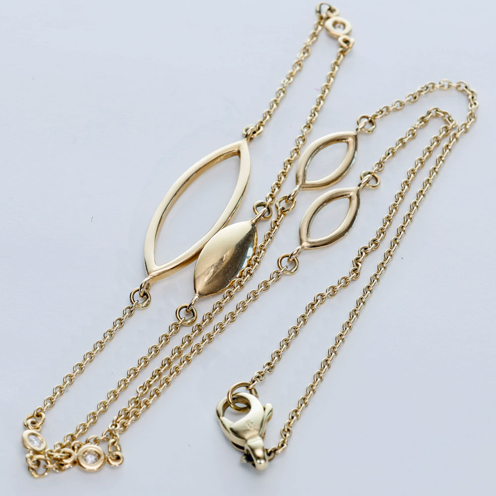 Motion Brillant Collier von Silhouette Schmuck Pforzheim in 585er Gelbgold 0.06 ct W SI