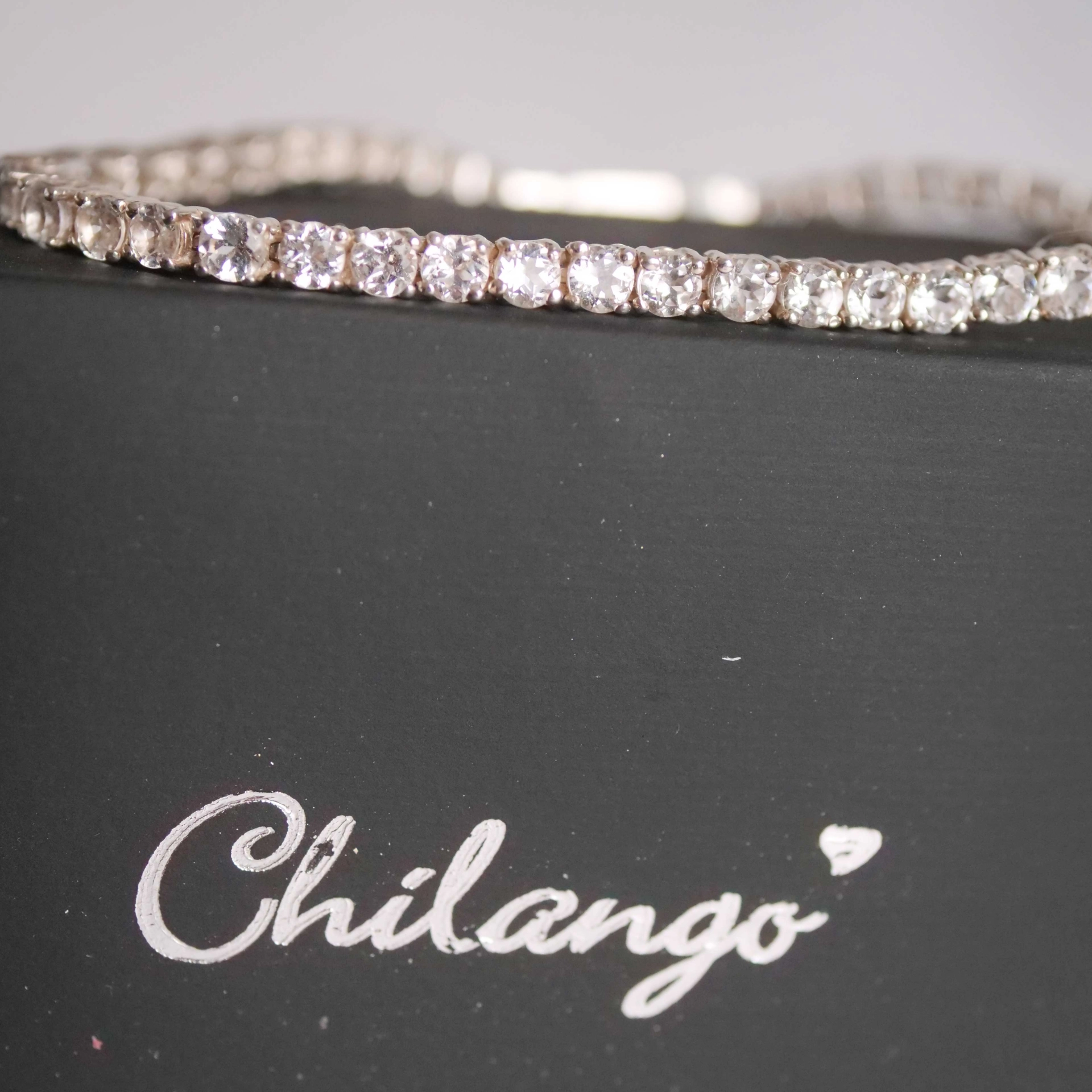 Chilango Armband Bangles Bergkristall Tennisarmband 19,5 cm lang 925 Sterlingsilber